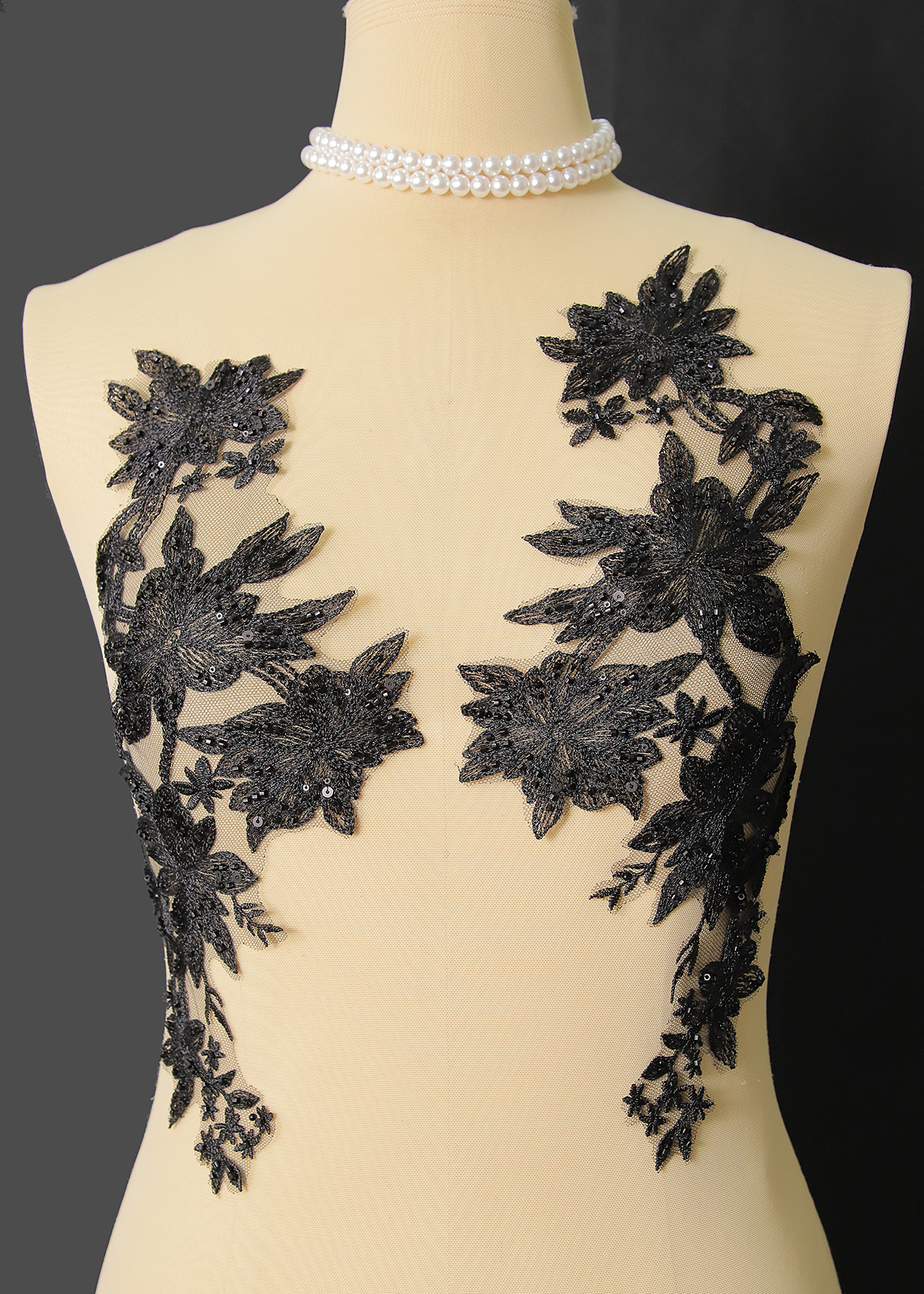 Yanzi beaded sequin embroidery applique floral (YZOH227)