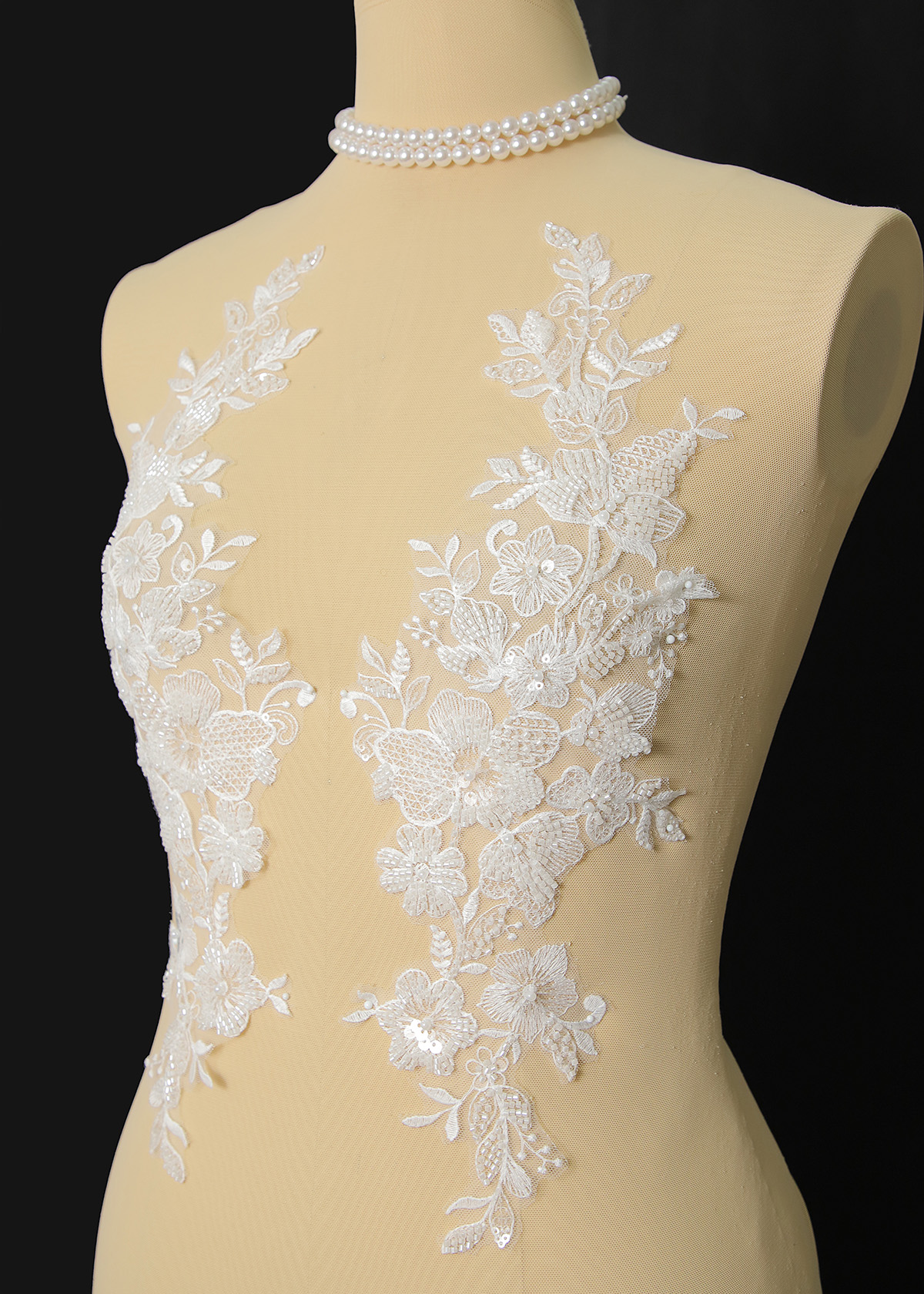 Yanzi beaded sequin embroidery applique floral (YZOH194)