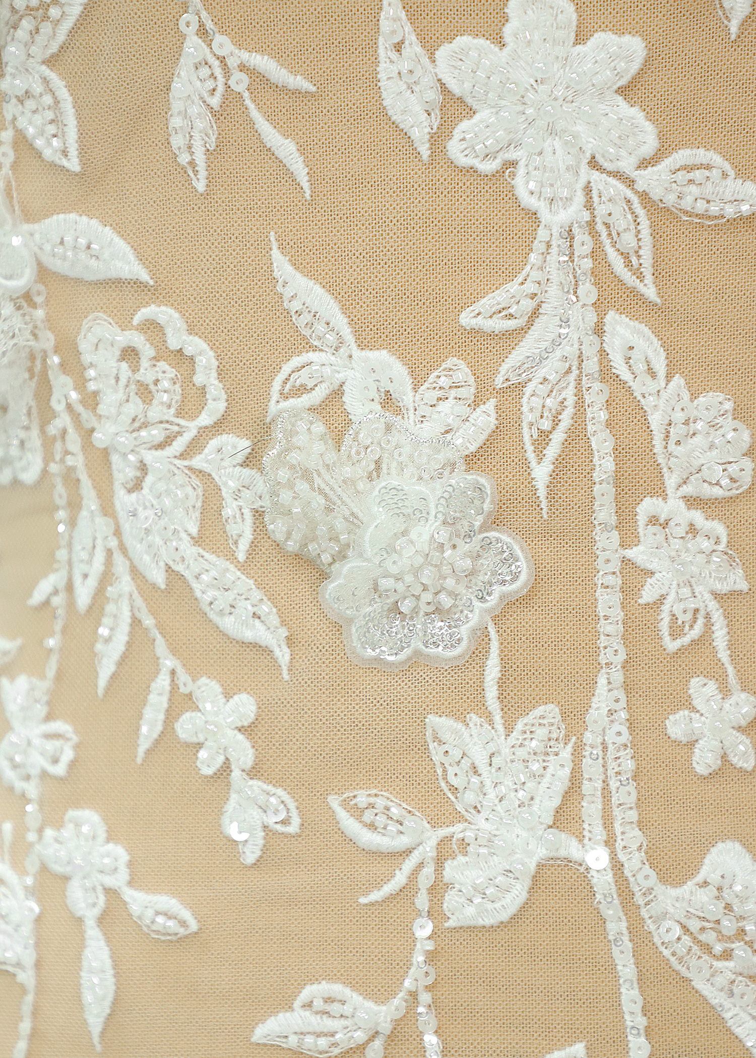 Yanzi 3D floral embroidered lace with beaded sequin  (YZZX784)