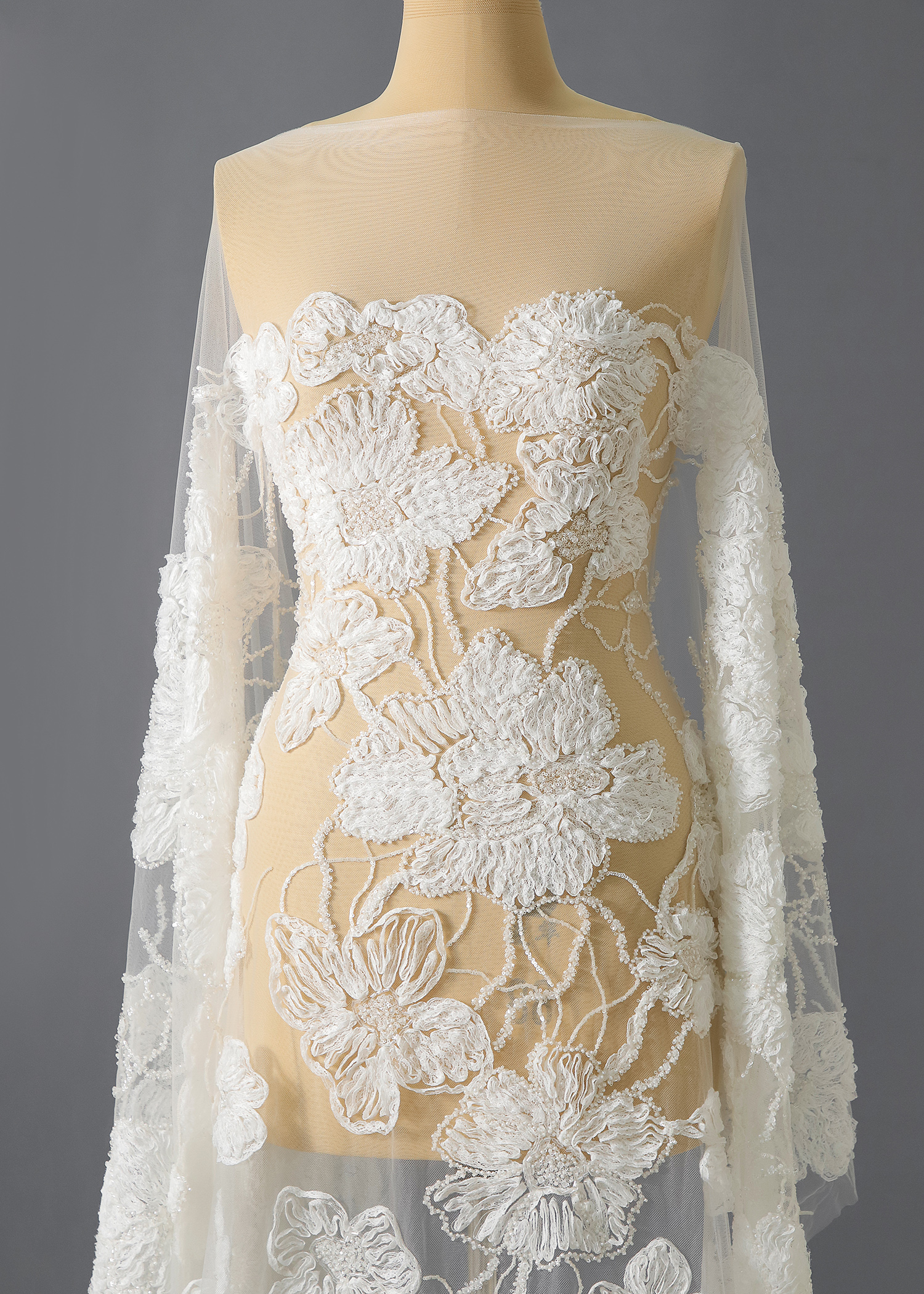 Yanzi Ribbon Embroidery luxury beads sequins Lace (YZP027)