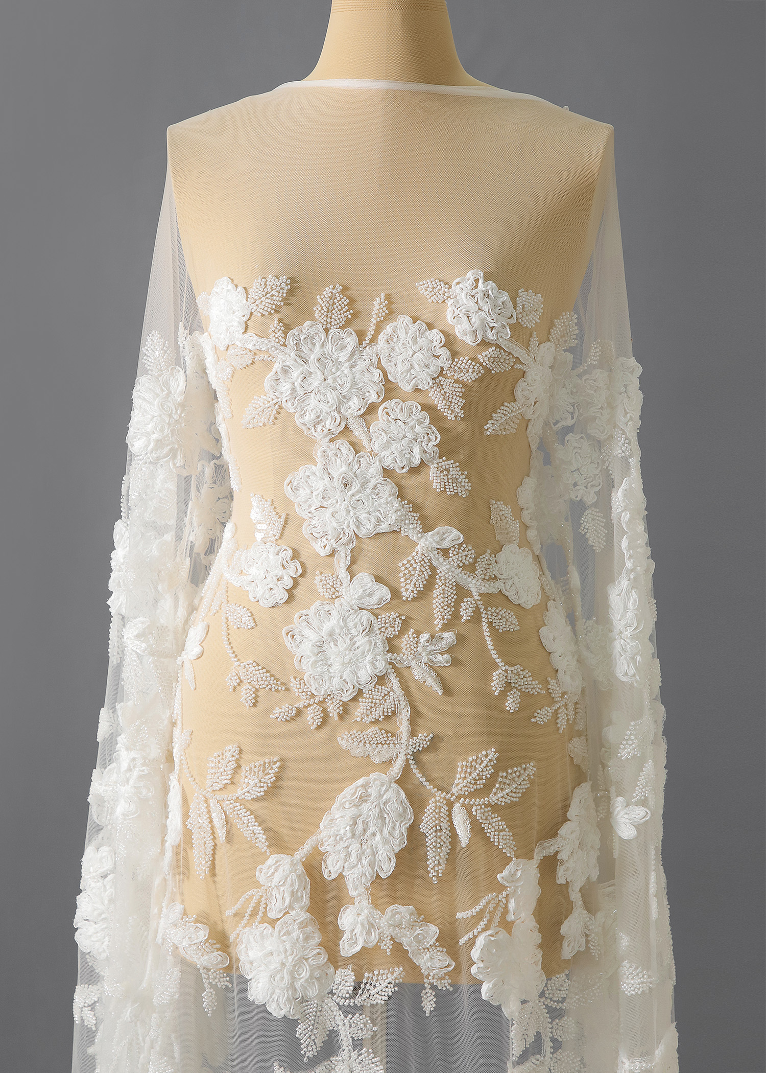 Yanzi Ribbon Embroidery luxury beads sequins Lace (YZP032)