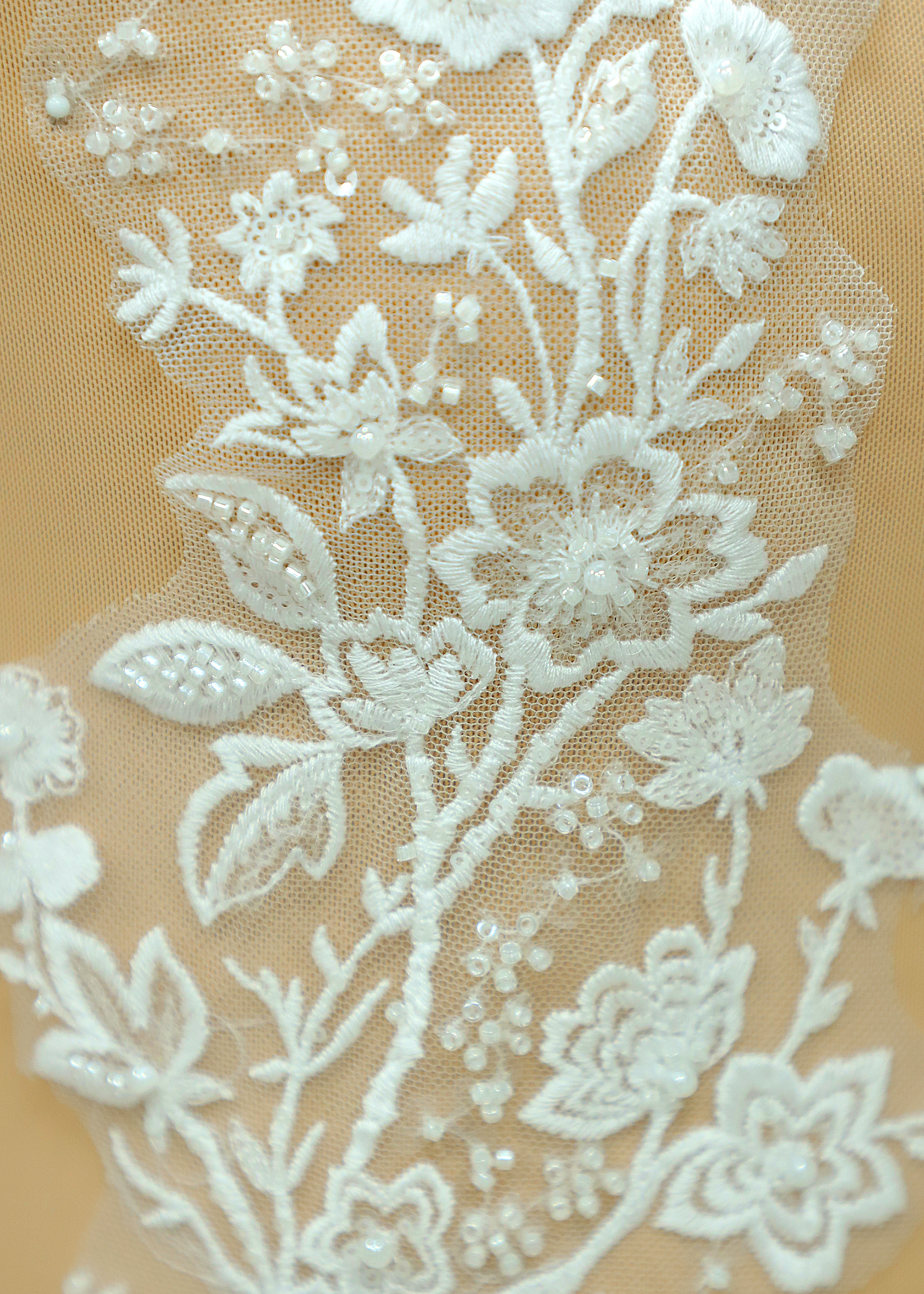 Yanzi embroidery applique floral Laser beaded sequin lace (YZOH145)