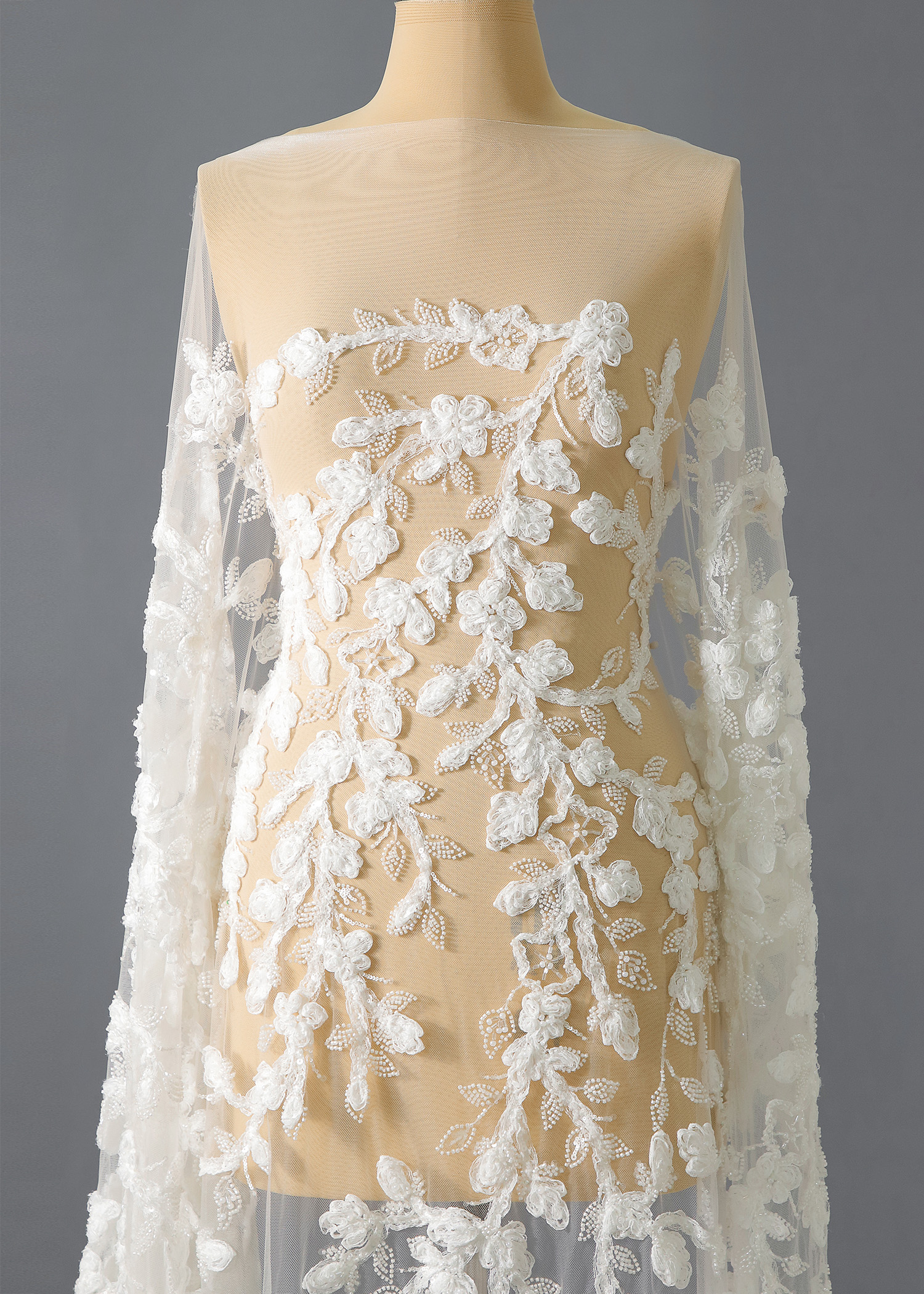 Yanzi Ribbon Embroidery luxury beads sequins Lace (YZP028)