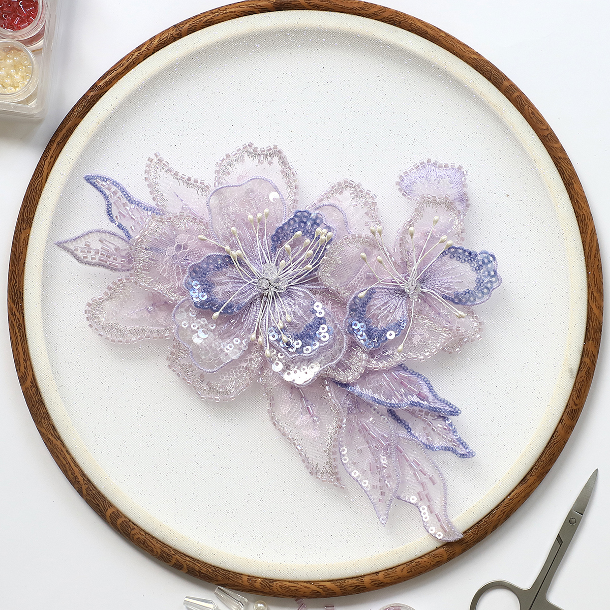Yanzi Handmade 3d Flower Sequin Beads Applique(YZDH088)