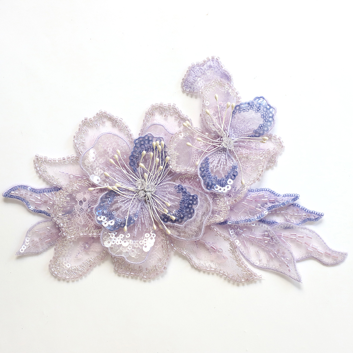 Yanzi Handmade 3d Flower Sequin Beads Applique(YZDH088)