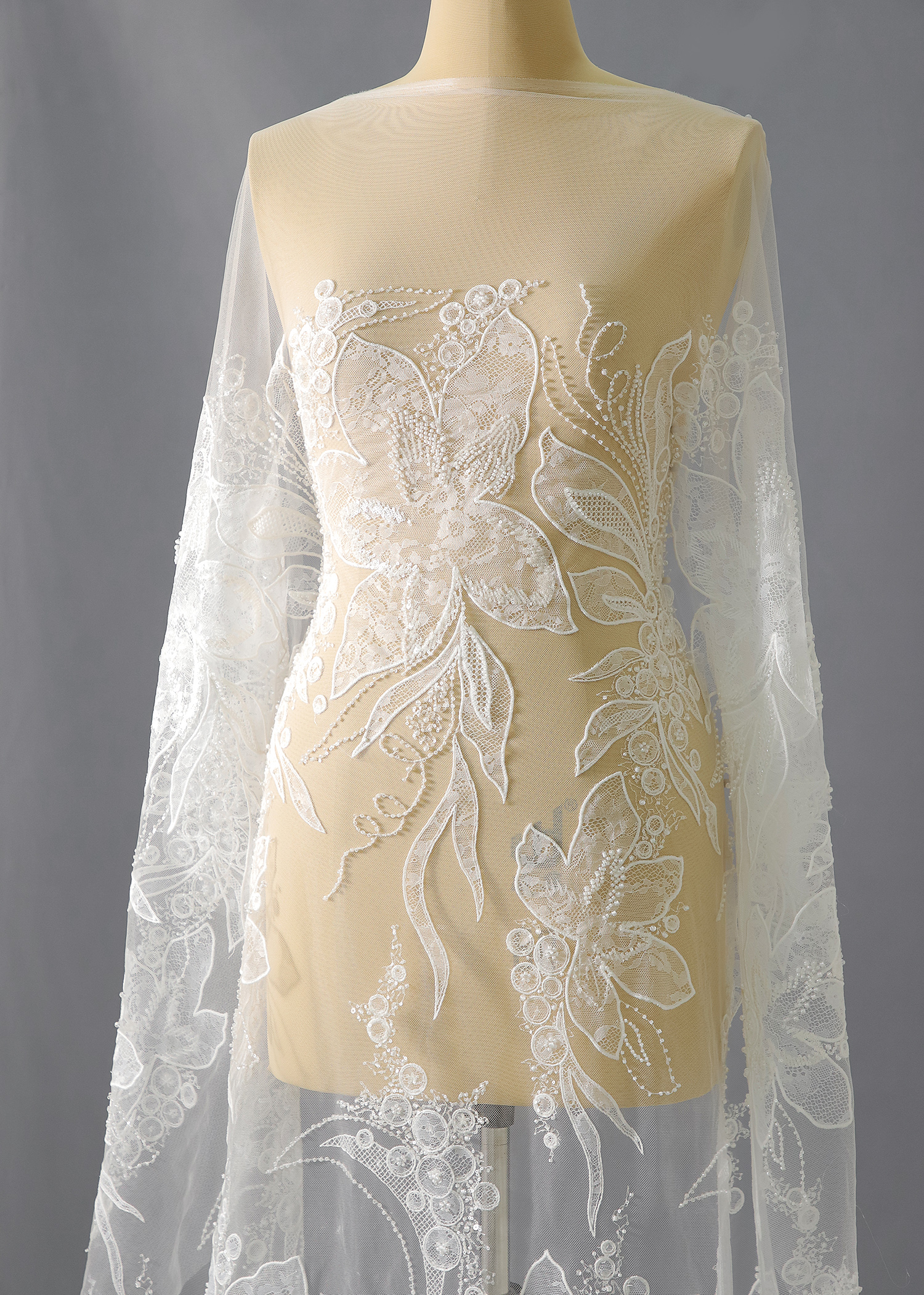 Yanzi floral beaded sequin embroidered lace (YZZX949)