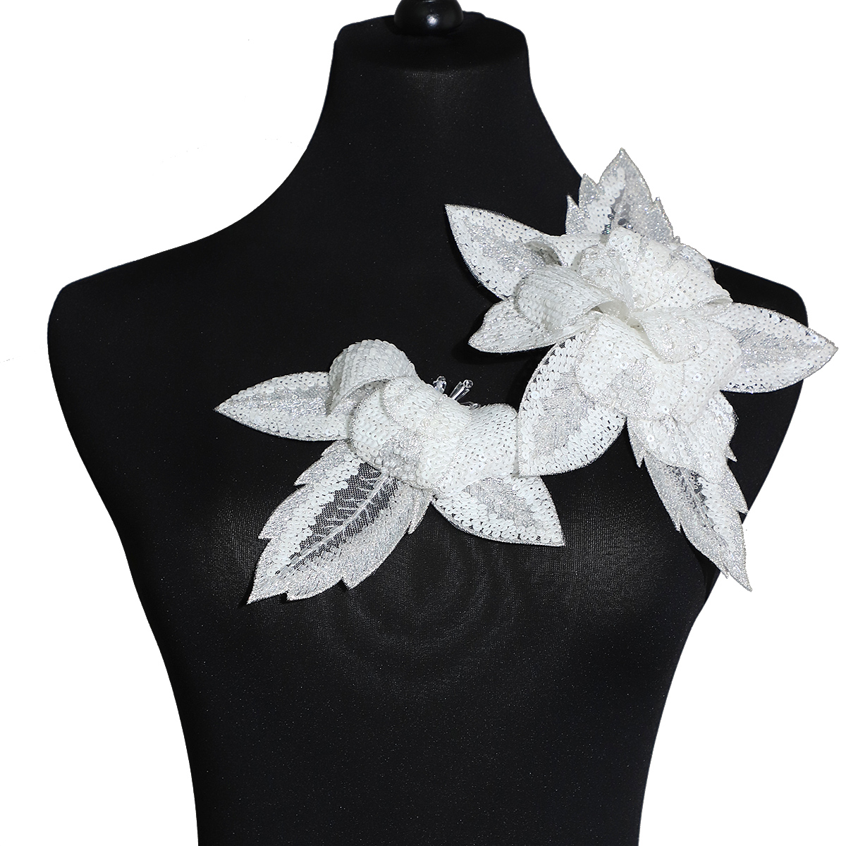 Yanzi 3d flower rhinestone sequin applique (YZDH023）