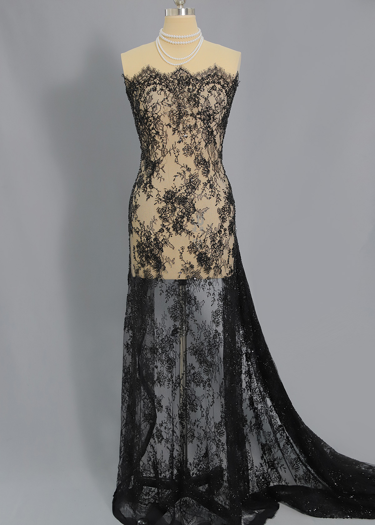 Yanzi colorful beaded lace dress fabric (YZZX875+L9287）
