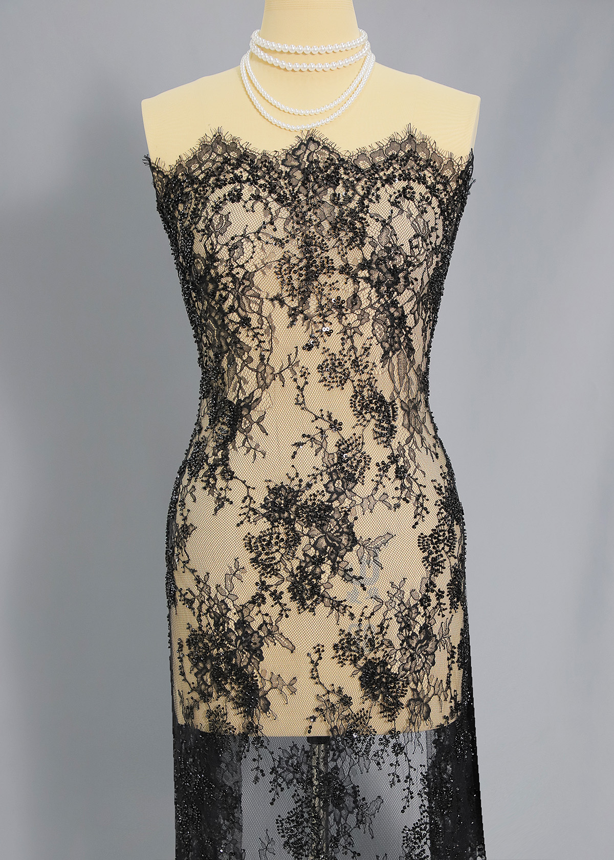 Yanzi colorful beaded lace dress fabric (YZZX875+L9287）