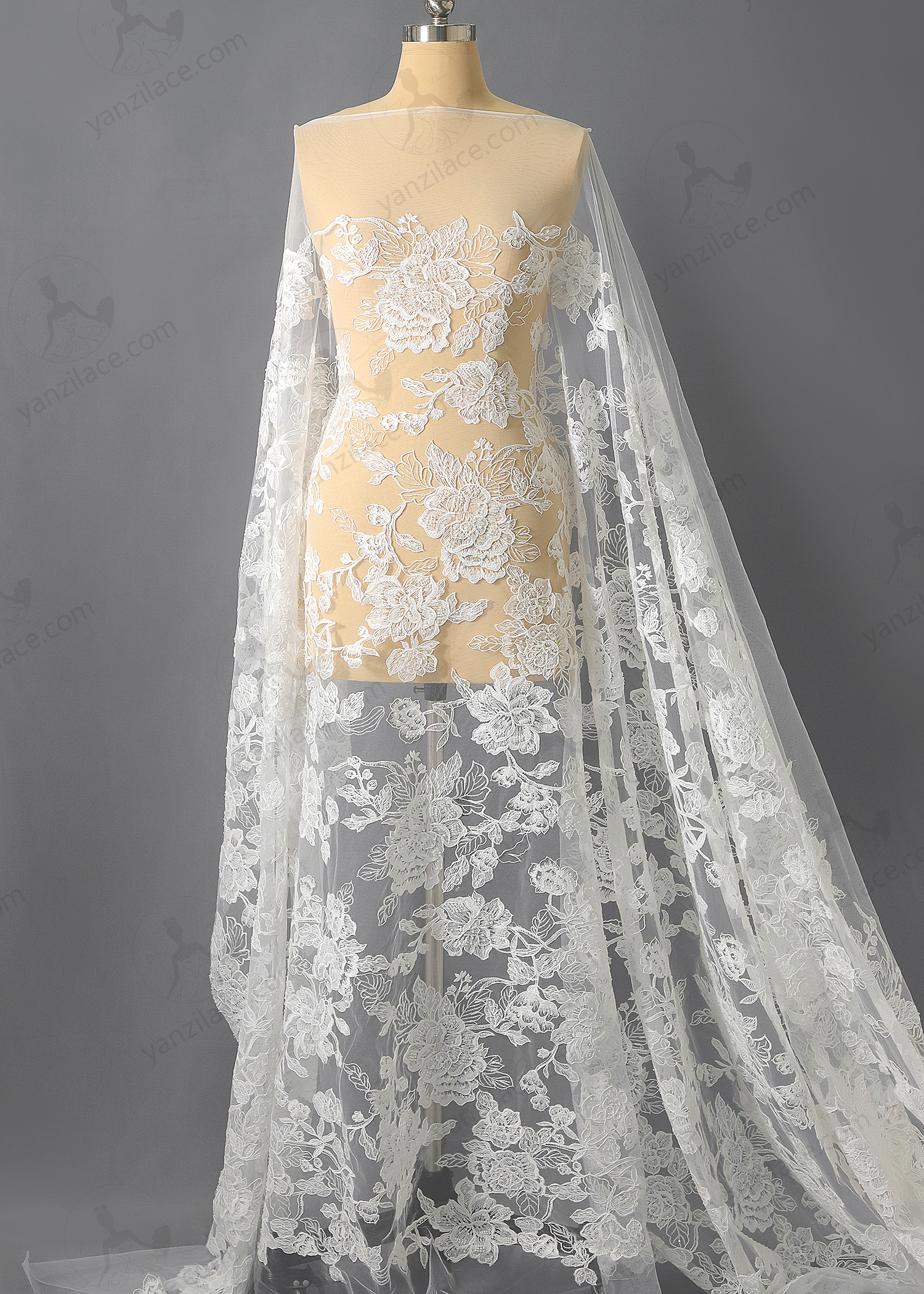 Yanzi corded bead embroidered lace with sequin  (YZC007)