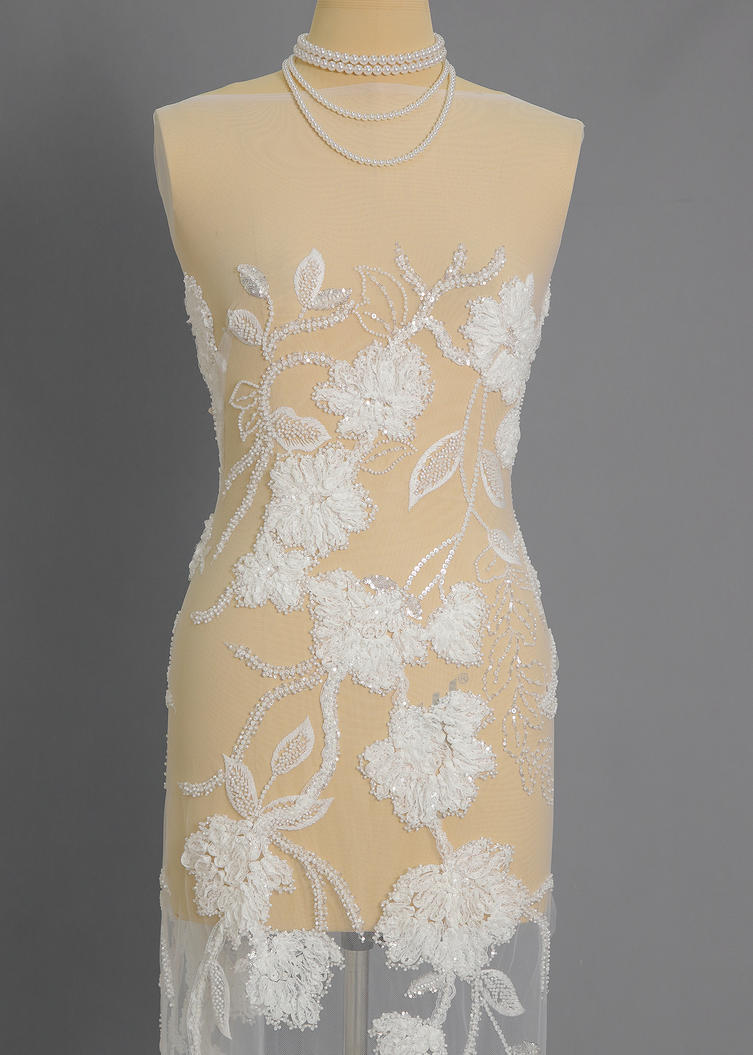 Yanzi Ribbon Embroidery luxury beads sequins Lace (YZP033-1)