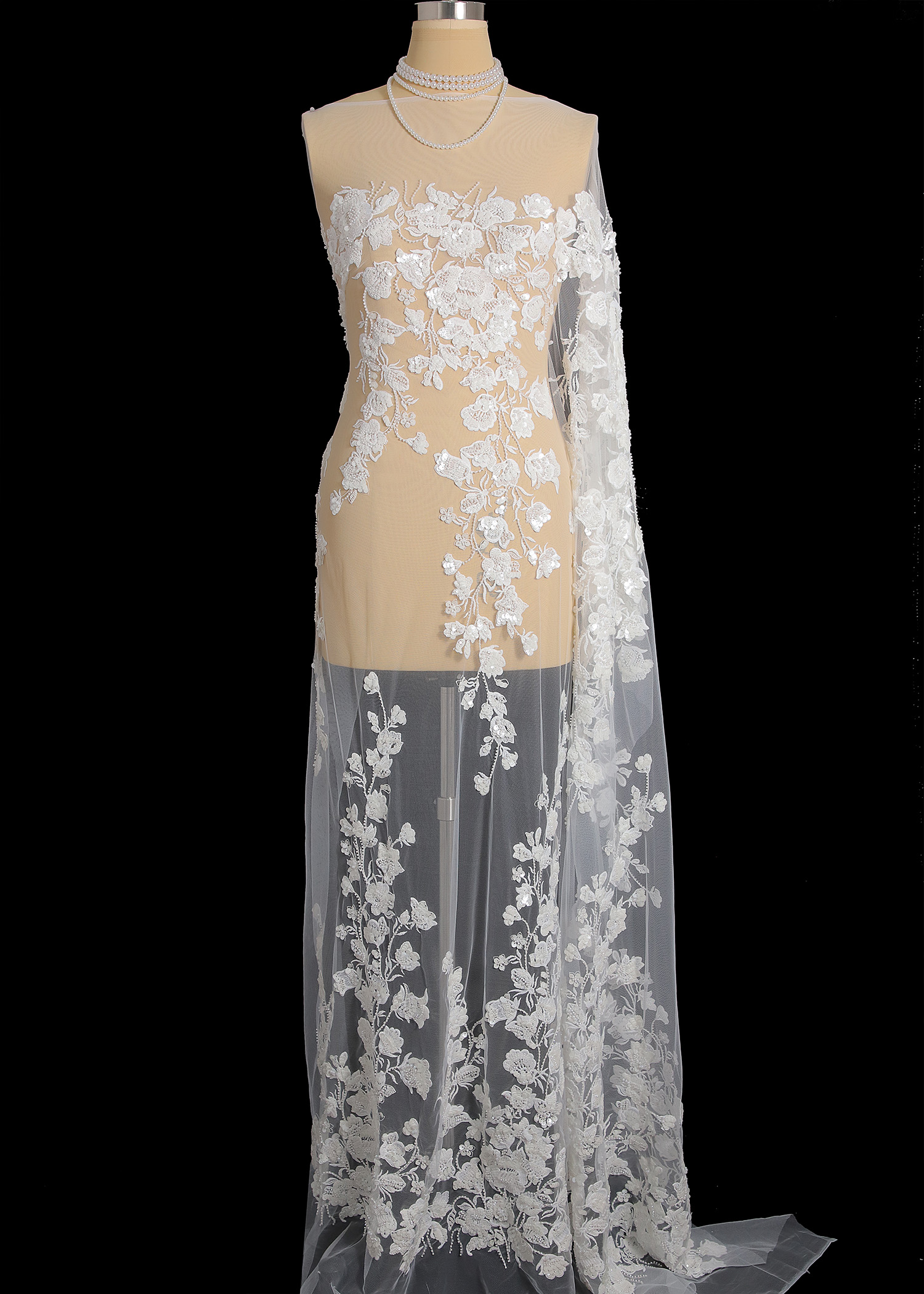 Yanzi bridal fabric luxury embroidery beads sequins lace (YZZX1031A-1)