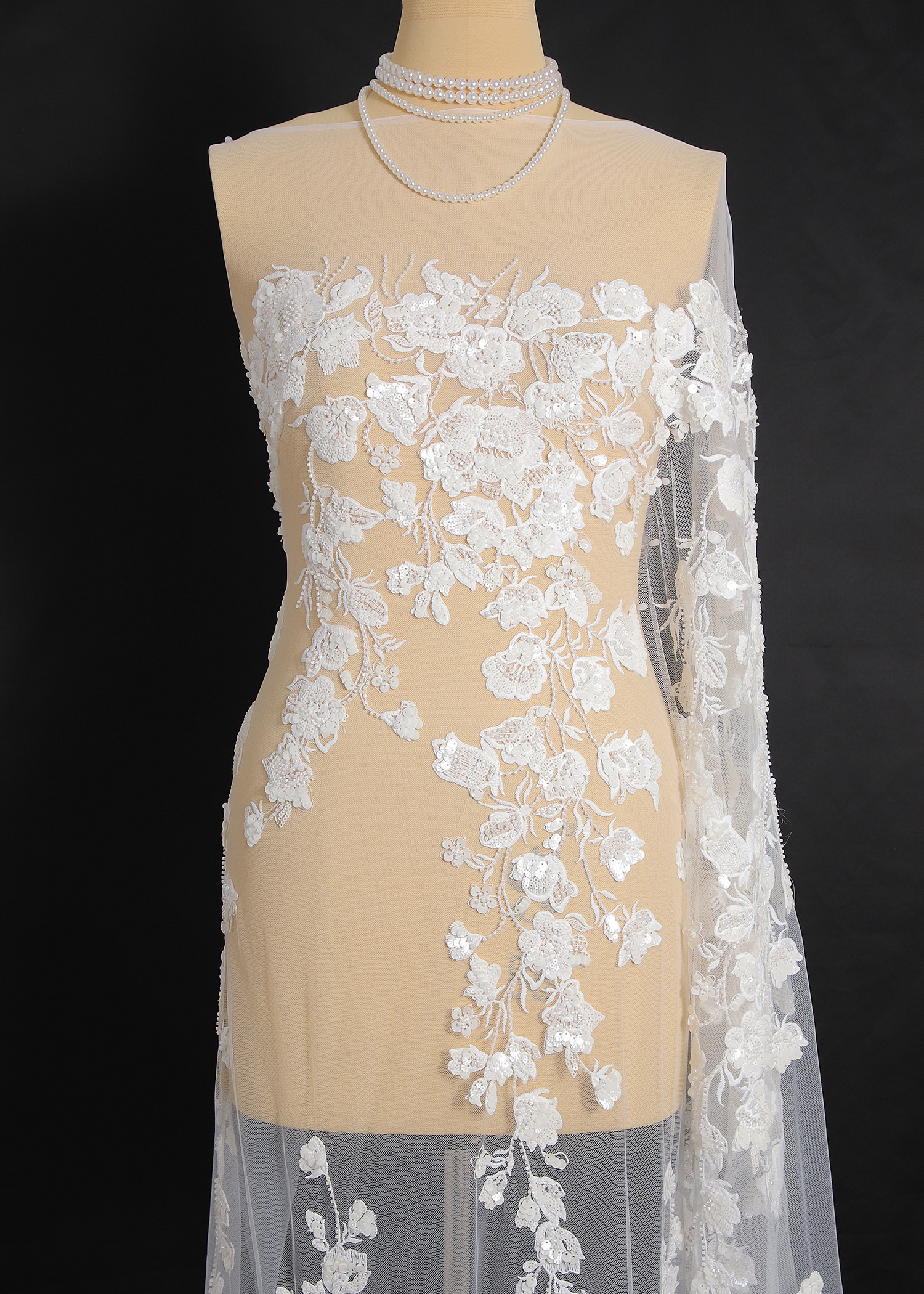 Yanzi bridal fabric luxury embroidery beads sequins lace (YZZX1031A-1)