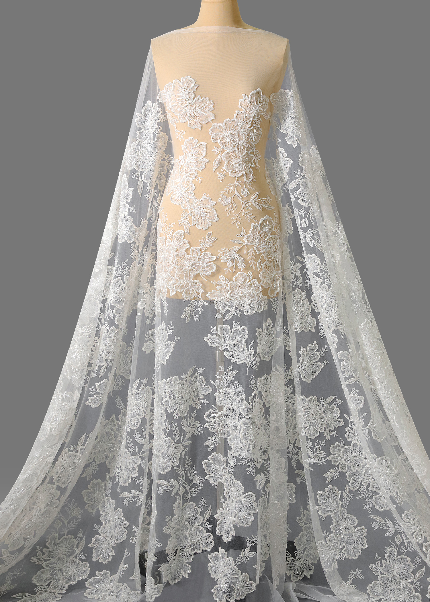 Yanzi floral Laser beaded sequin embroidered lace (YZZX290)