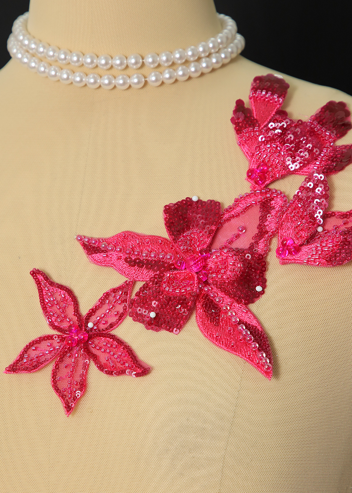 Yanzi Handmade 3d Flower Sequin Beads Applique(YZX251-254)