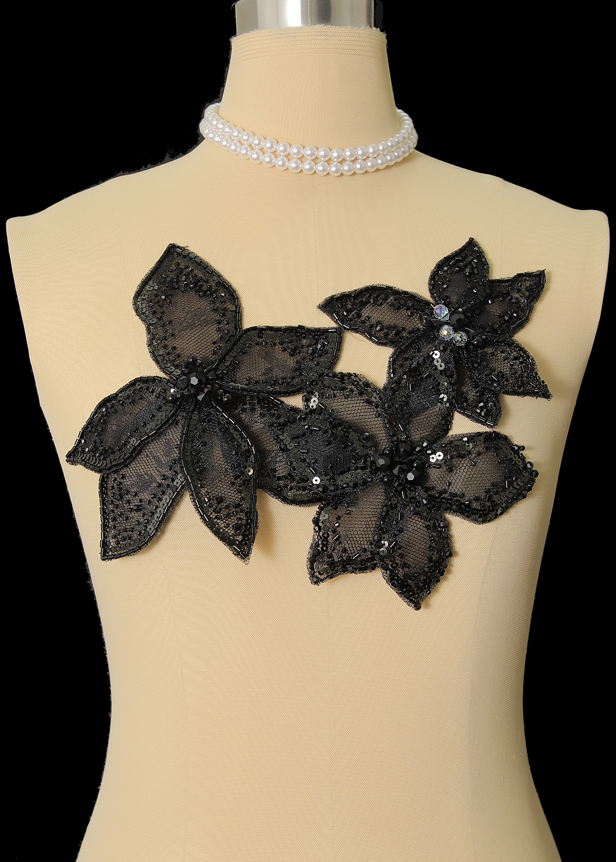 Yanzi Handmade 3d Flower Sequin Beads Applique(YZX099)