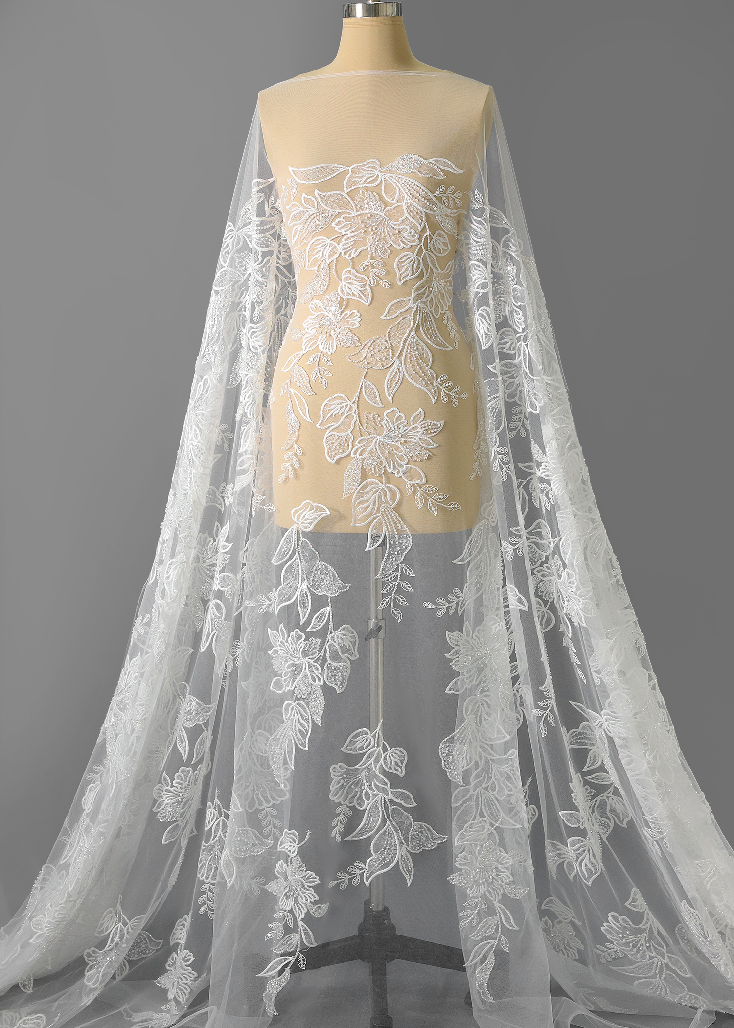 Yanzi laser embroidery fabrics floral beaded sequin lace (YZZX754)