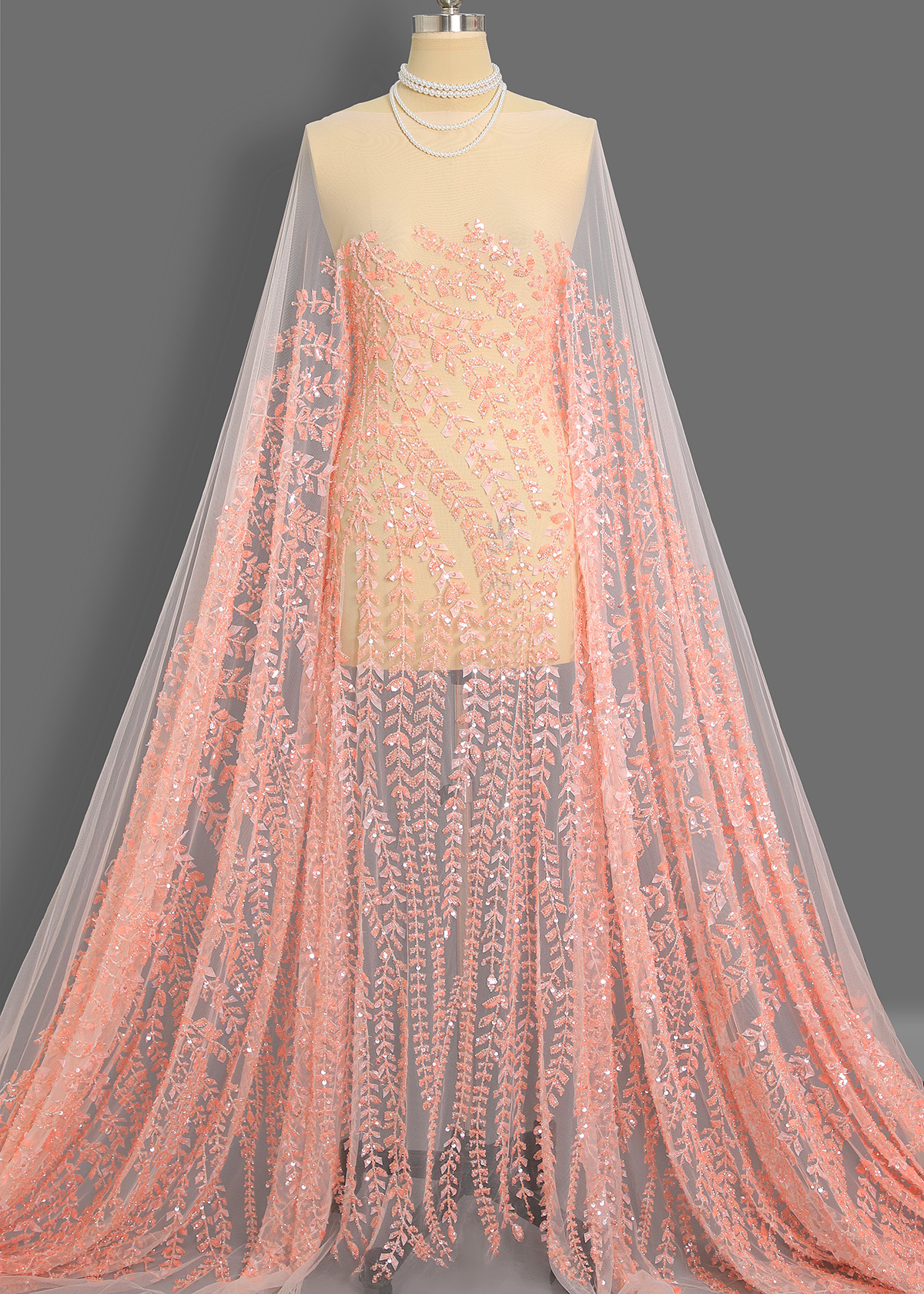 Yanzi colorful beaded lace dress fabric (YZZX677B）