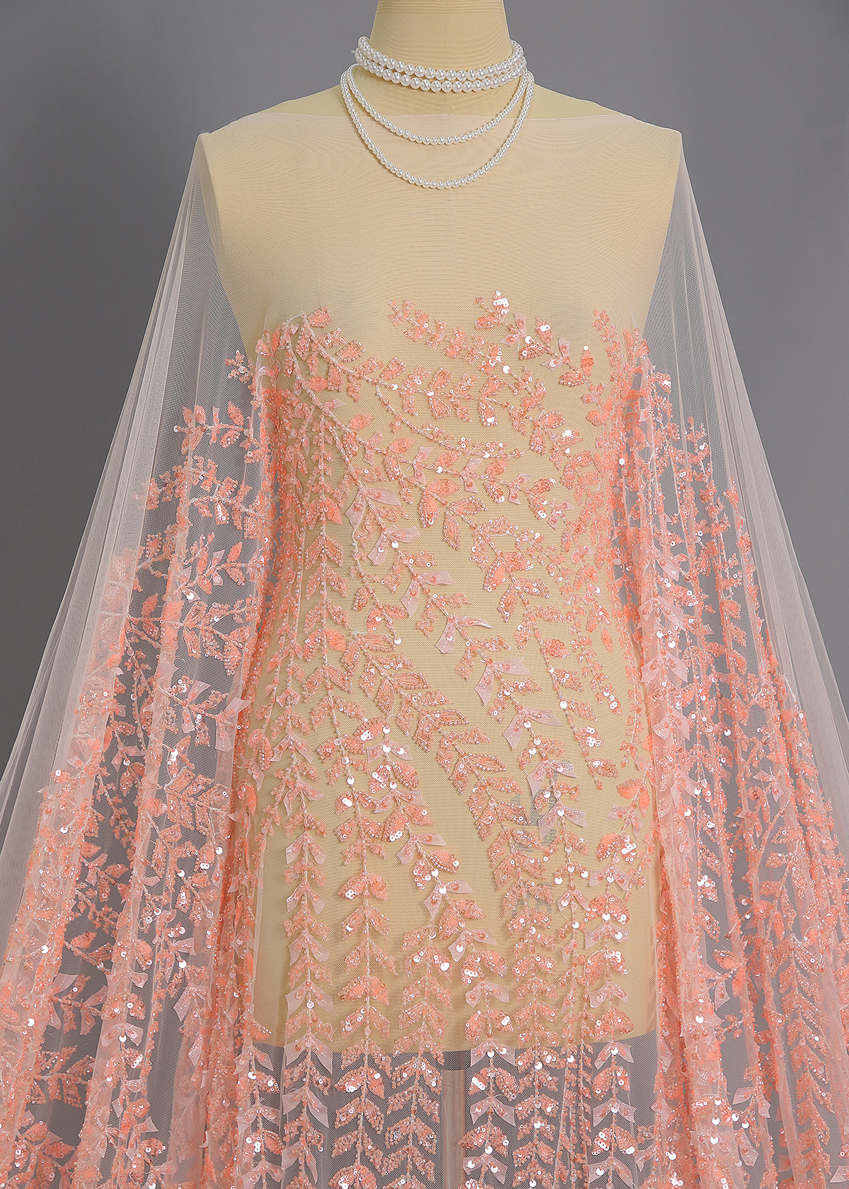 Yanzi colorful beaded lace dress fabric (YZZX677B）