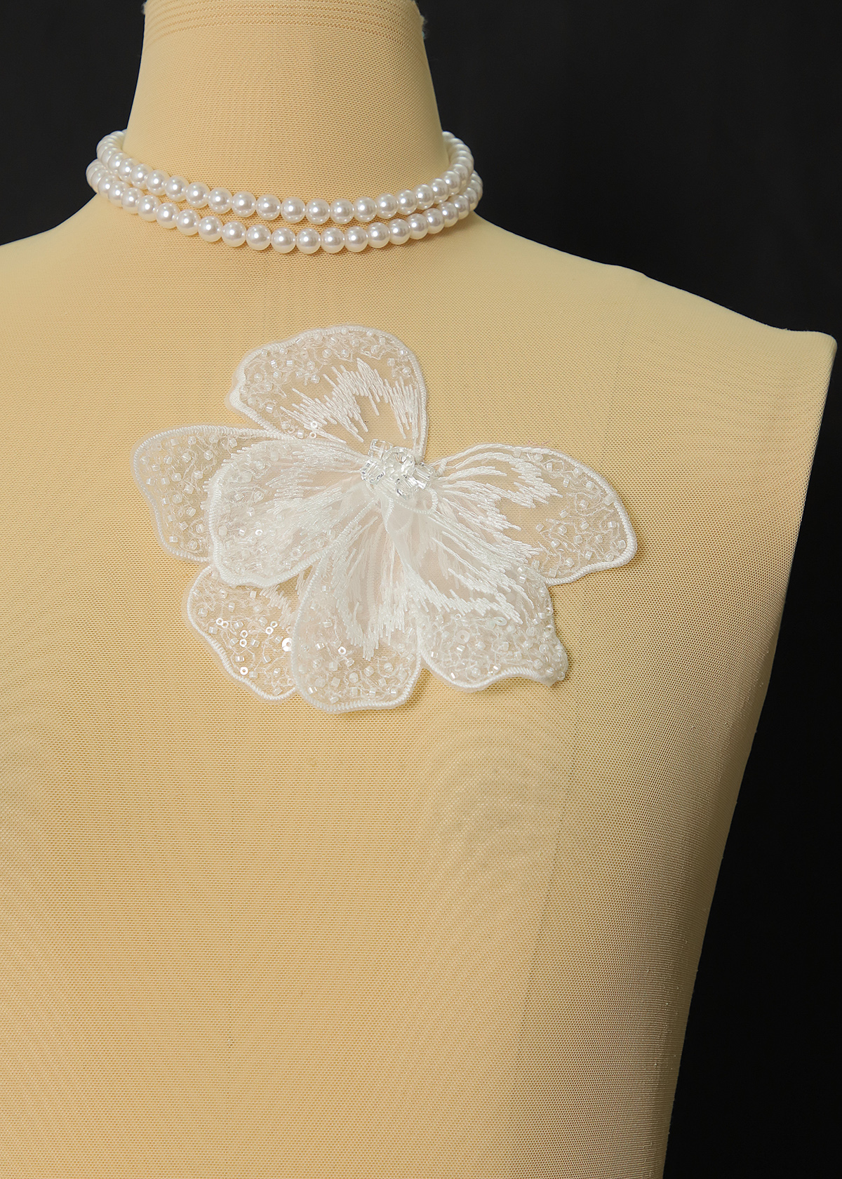 Yanzi Handmade 3d Flower Sequin Beads Applique(YZX166)