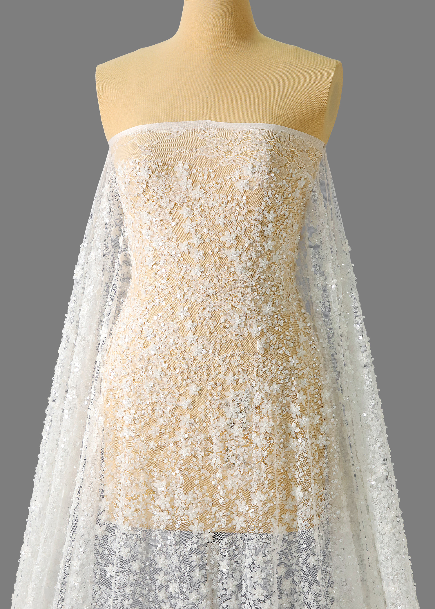 Yanzi floral Laser beaded sequin embroidered lace (YZZX477)