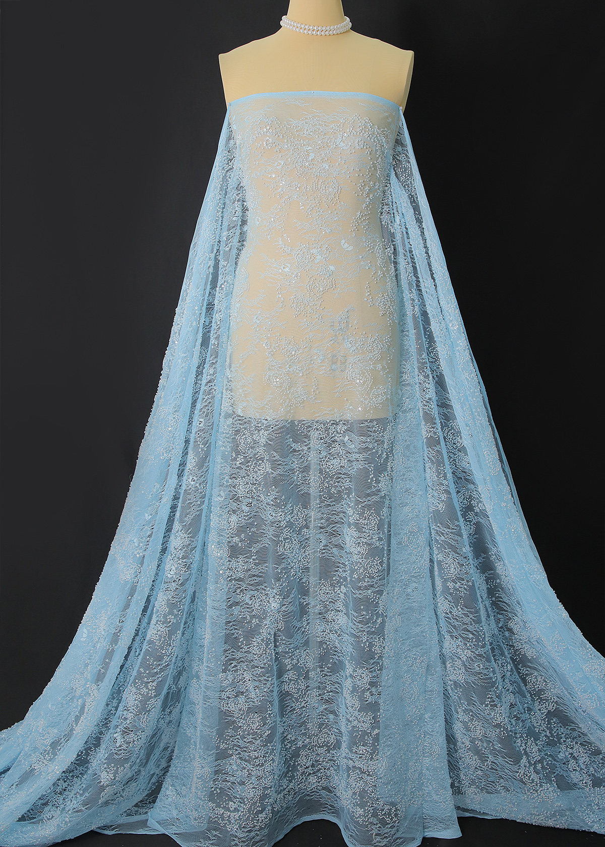 Yanzi Eyelash lace with bead embroidery fabric (yzzx892c-2）