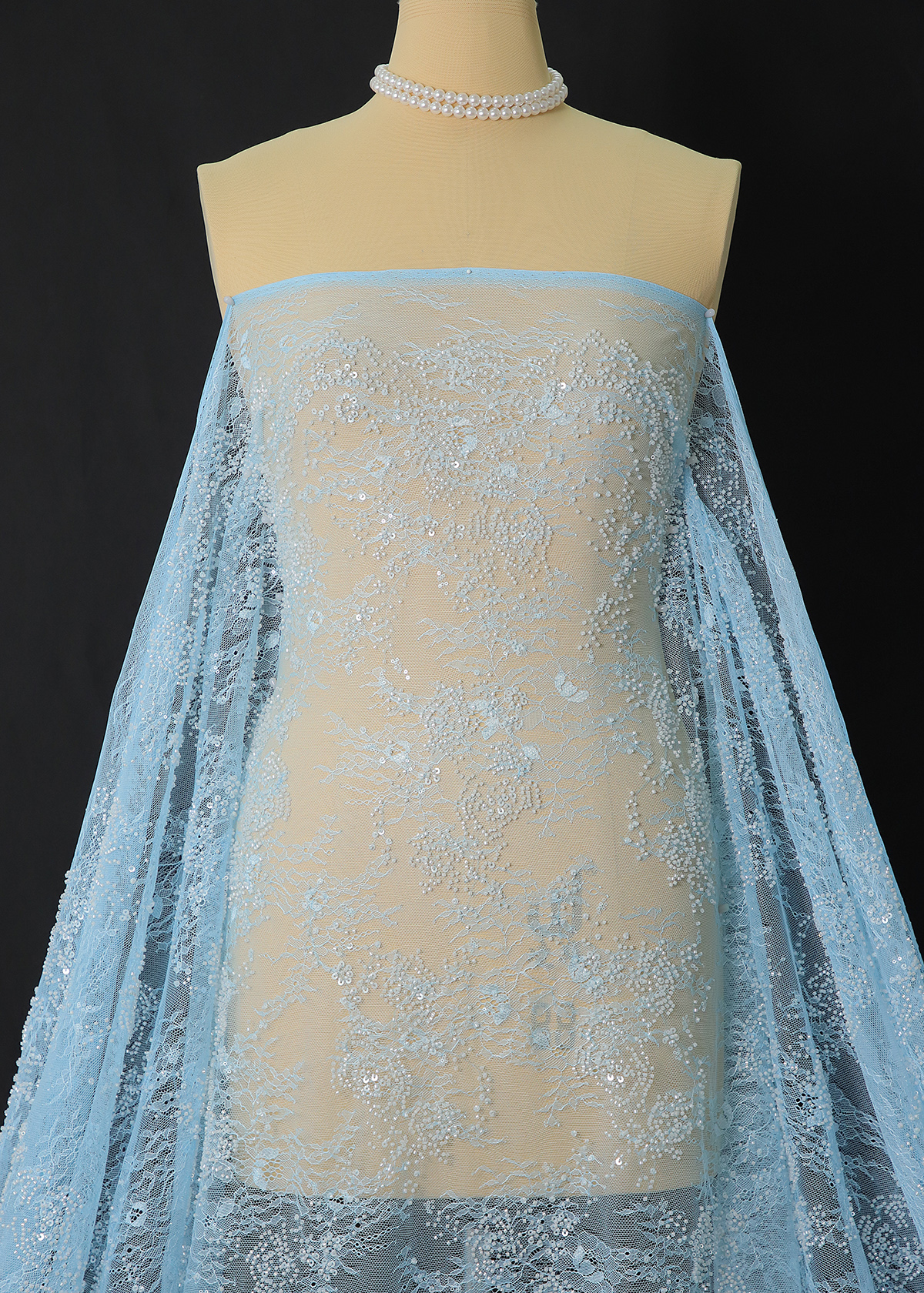 Yanzi Eyelash lace with bead embroidery fabric (yzzx892c-2）