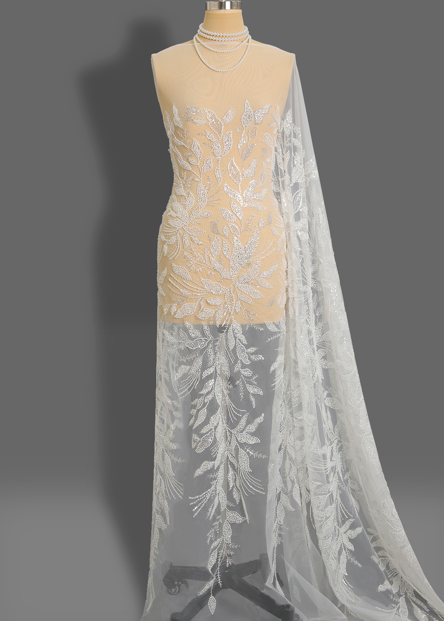 Yanzi floral Laser beaded sequin embroidered lace (YZZX368A)