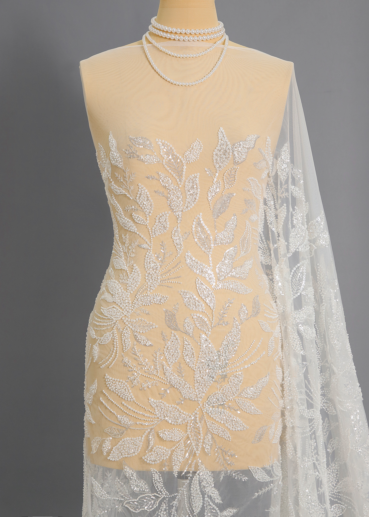 Yanzi floral Laser beaded sequin embroidered lace (YZZX368A)