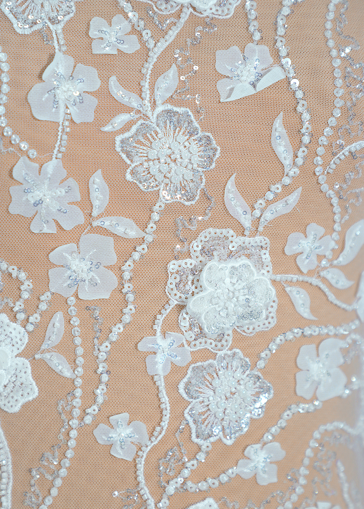 Yanzi 3D floral embroidered lace with beaded sequin  (YZ3DX004)