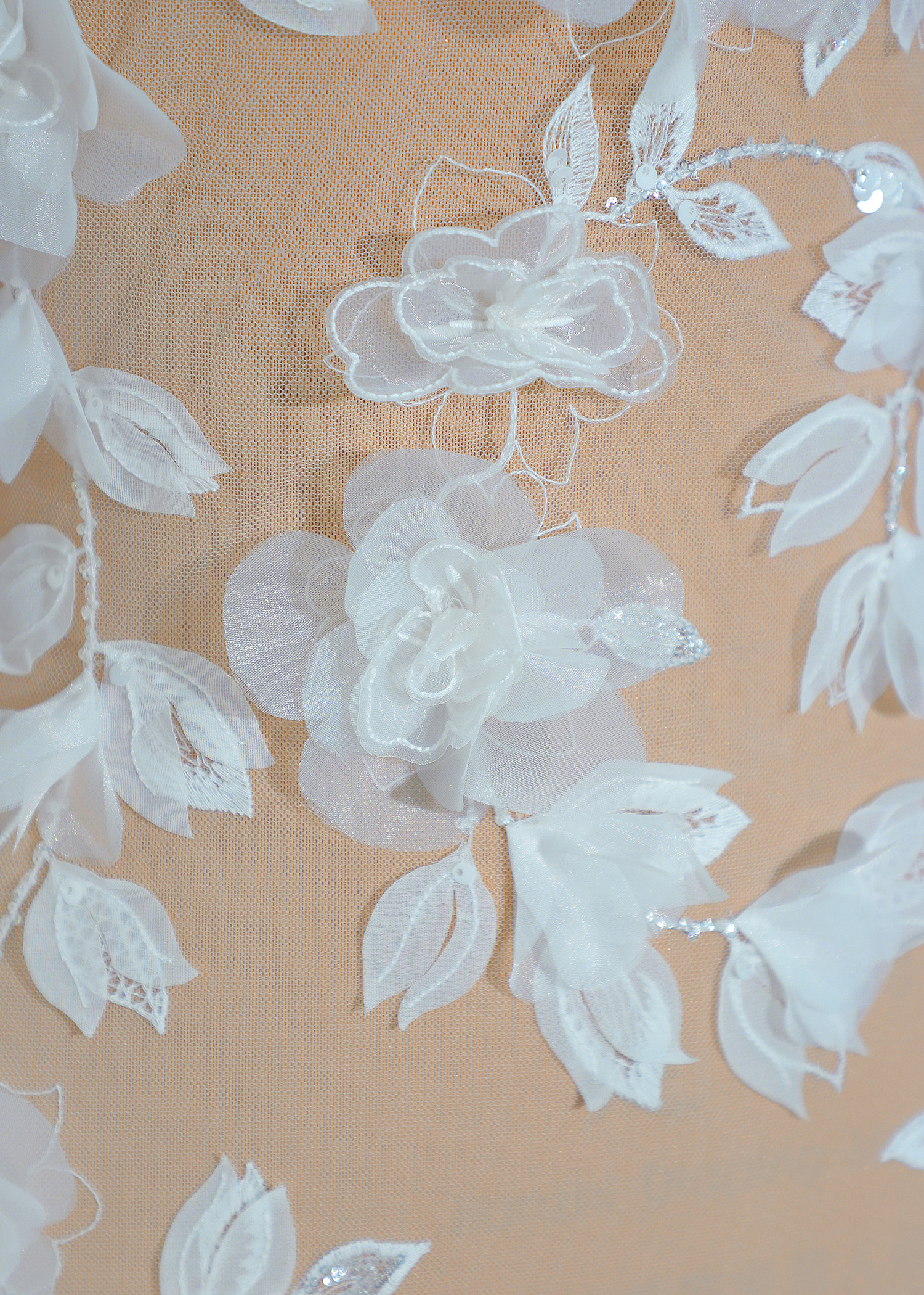 Yanzi 3D floral embroidered lace with beaded sequin  (YZ3DX007)