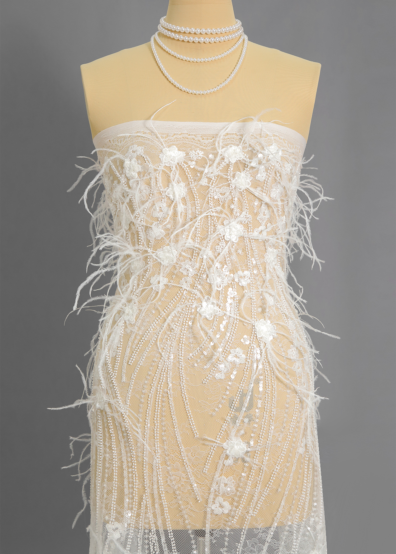 Yanzi 3D floral embroidered lace with beaded sequin  (YZ3DX020）