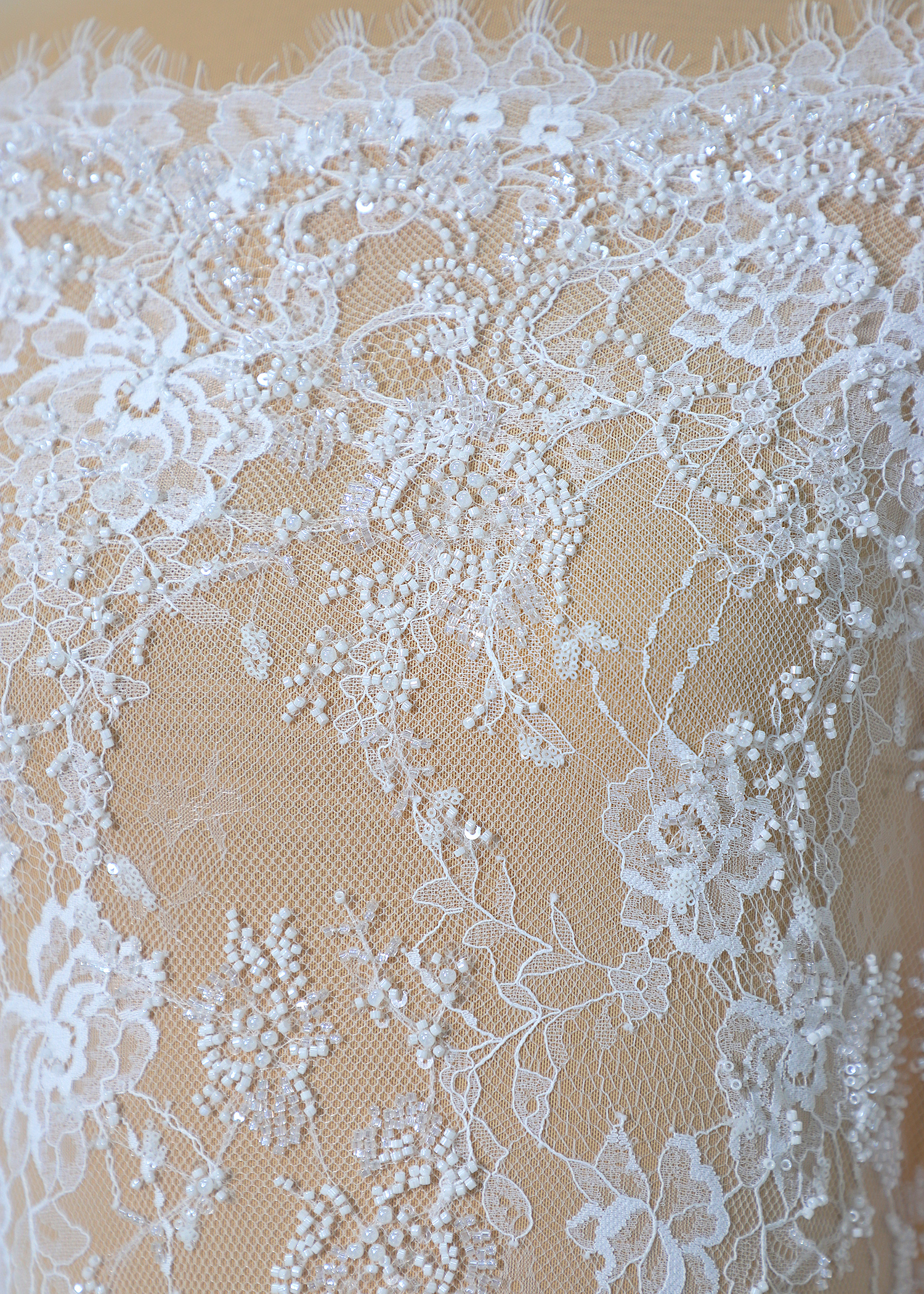 Yanzi eyelash lace with bead embroidery bridal wedding fabric lace (YZZX892+L6528)