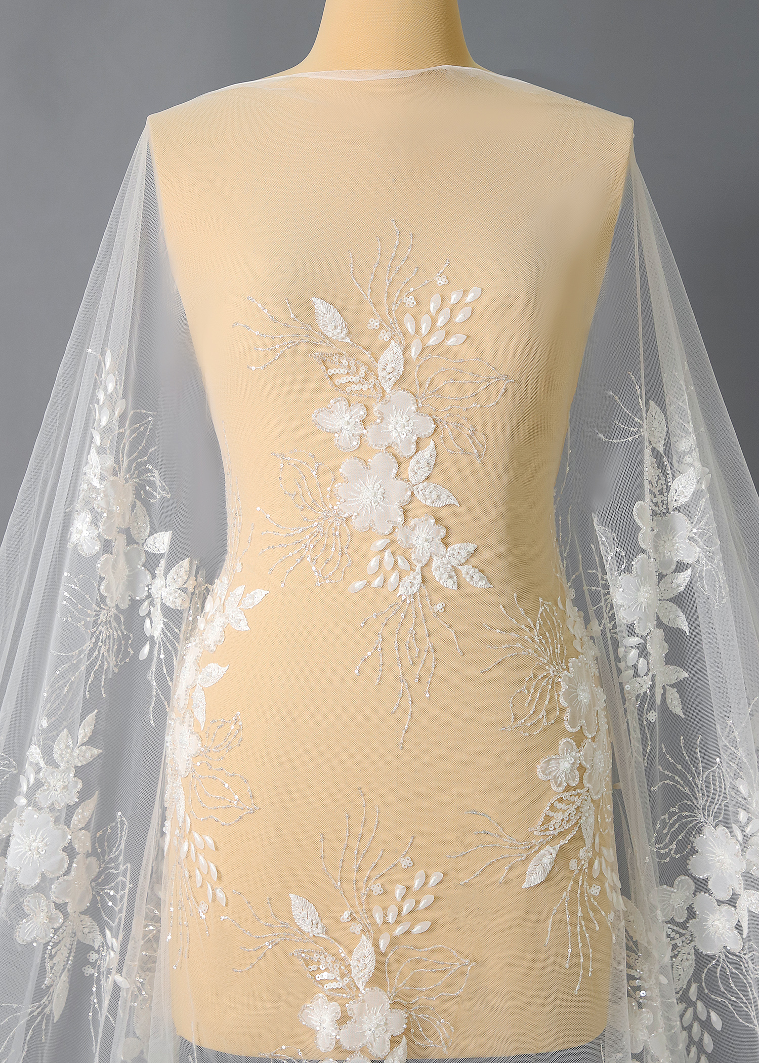 Yanzi floral Laser beaded sequin embroidered lace (YZZX432)