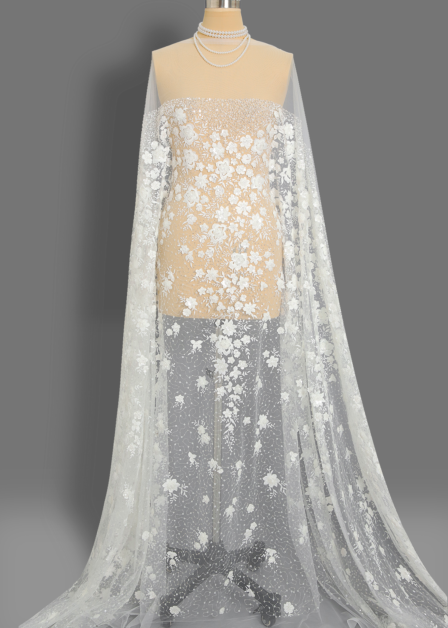 Yanzi floral Laser beaded sequin embroidered lace (YZZX120)