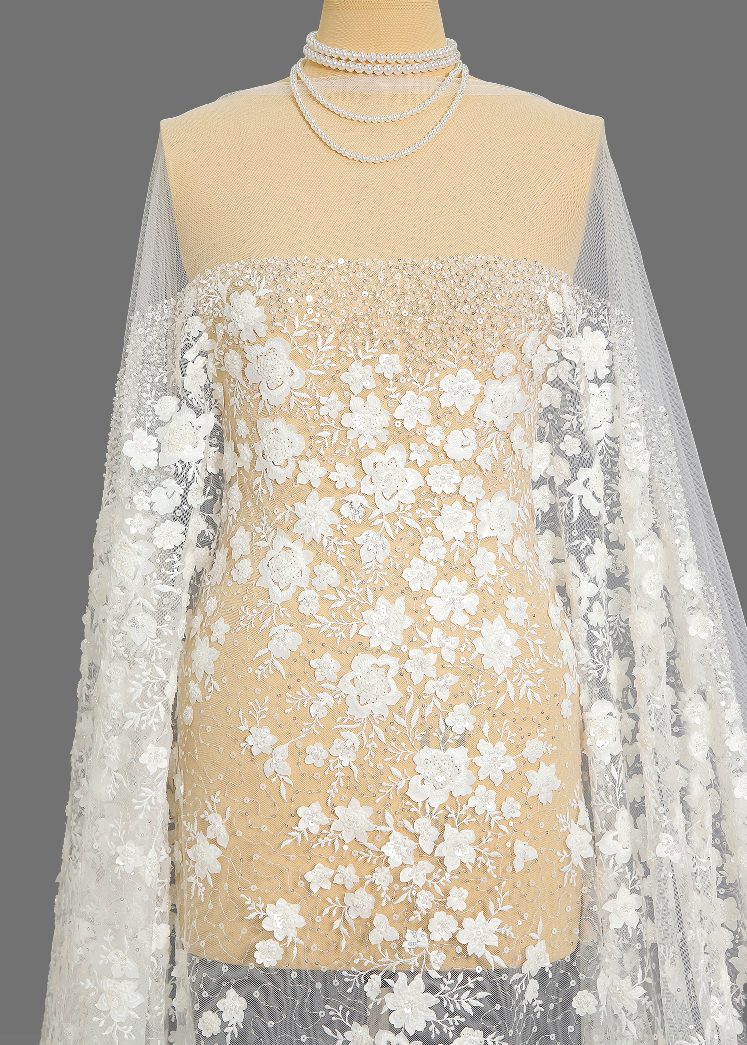 Yanzi floral Laser beaded sequin embroidered lace (YZZX120)