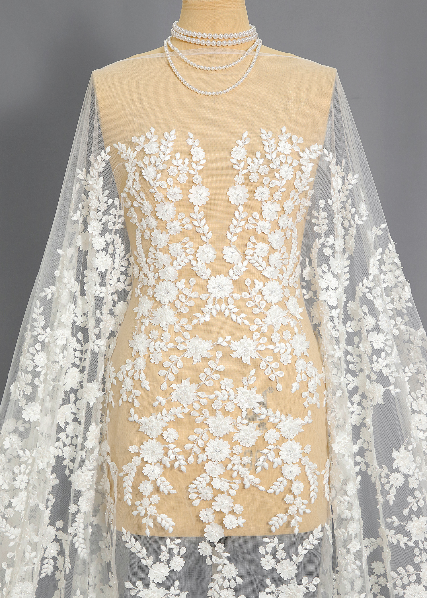 Yanzi floral Laser beaded sequin embroidered lace (YZZX189)