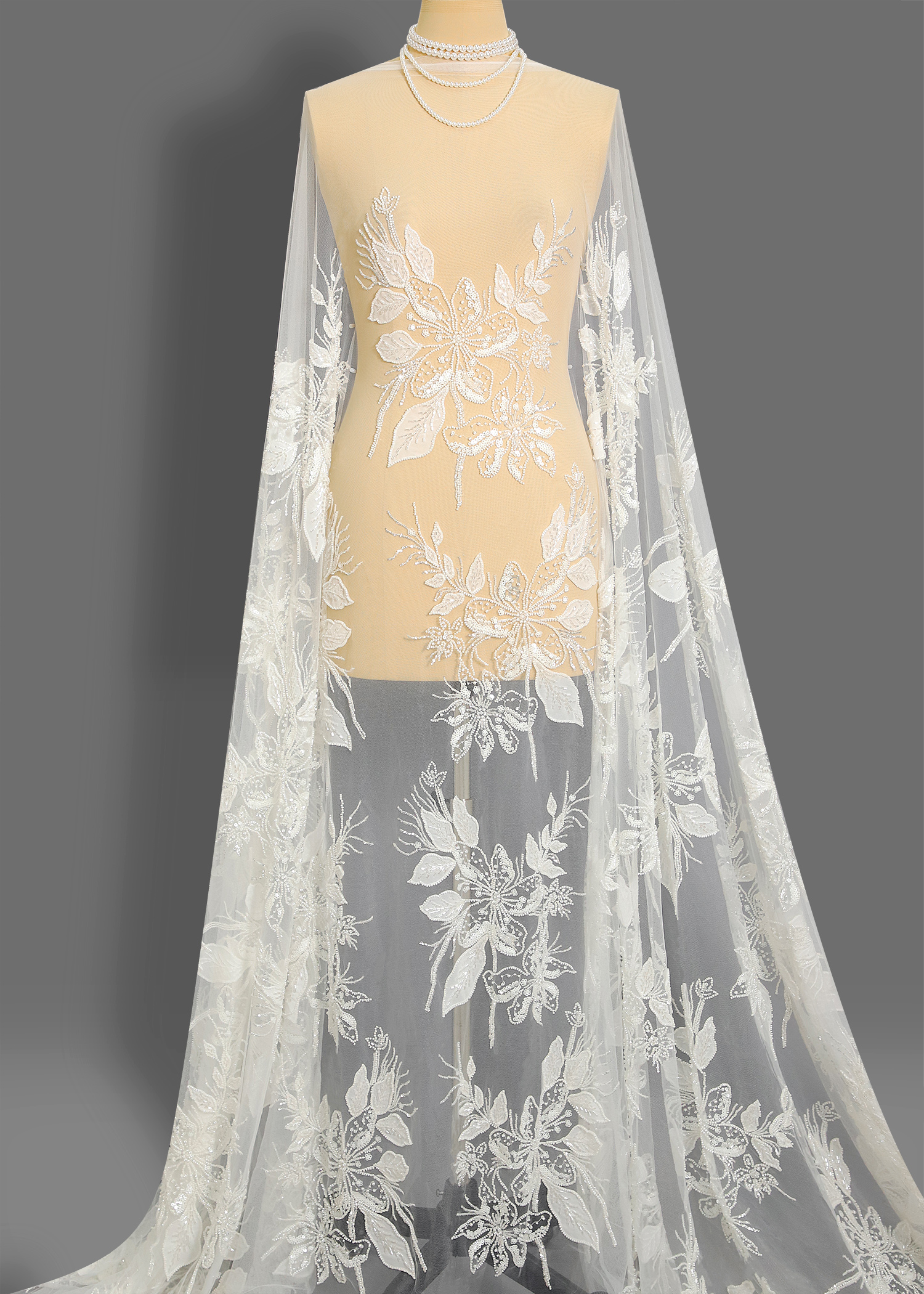 Yanzi embroidery applique floral Laser beaded sequin lace (YZZX605A)