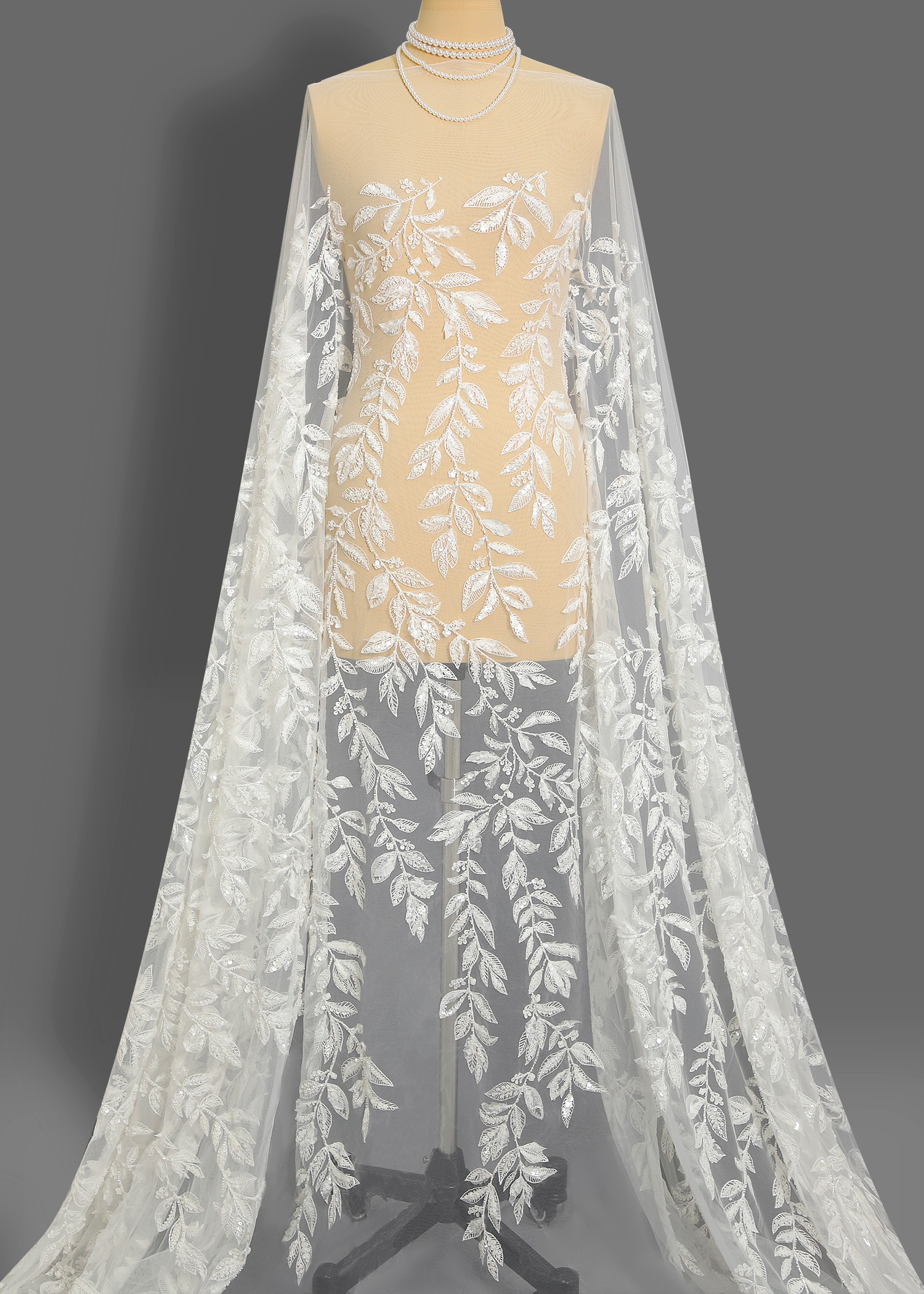 Yanzi laser embroidery fabrics floral beaded sequin lace (YZZX681)