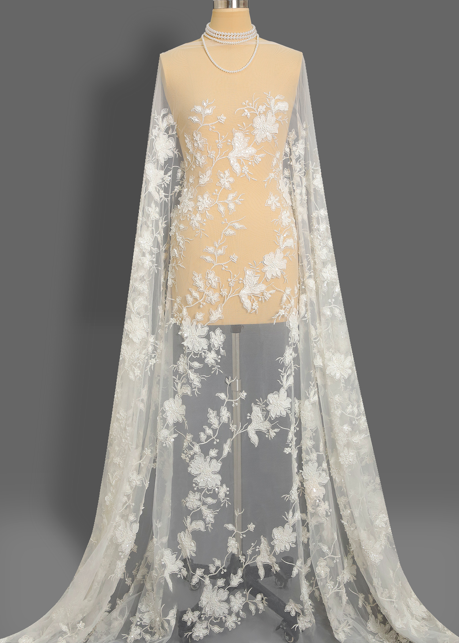 Yanzi floral Laser beaded sequin embroidered lace (YZZX173)