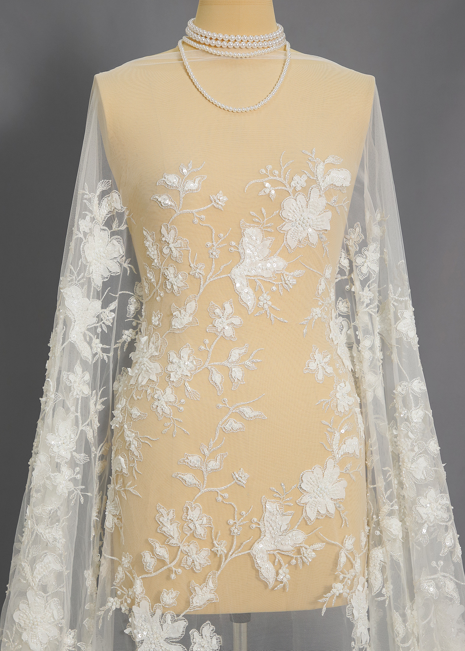 Yanzi floral Laser beaded sequin embroidered lace (YZZX173)