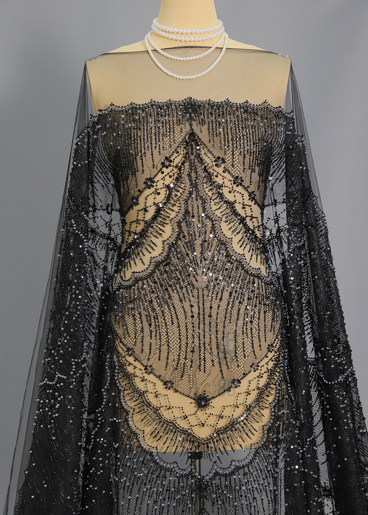 Yanzi colorful beaded lace dress fabric (YZZX622A）