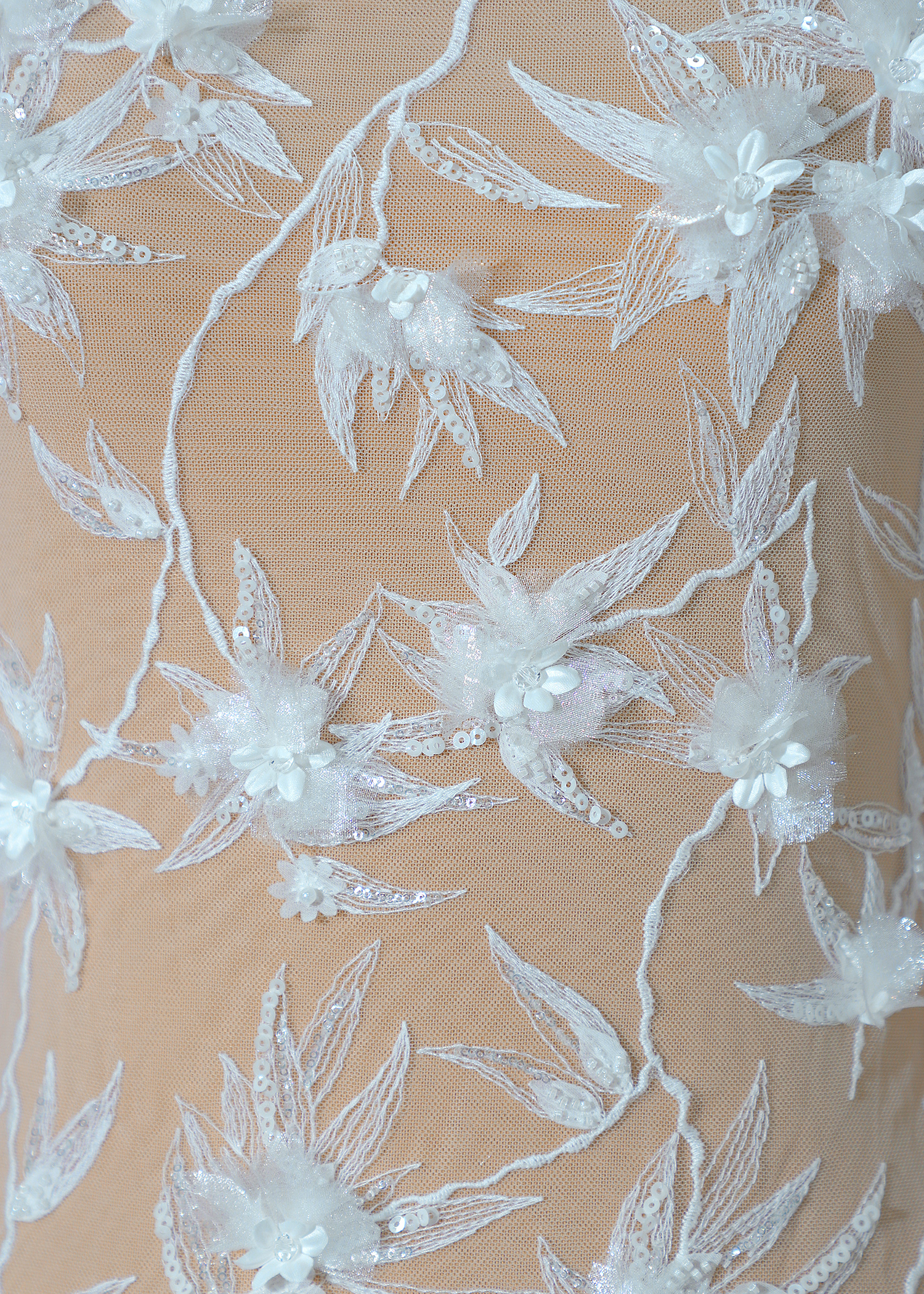 Yanzi 3D floral embroidered lace with beaded sequin  (YZ3DX003)