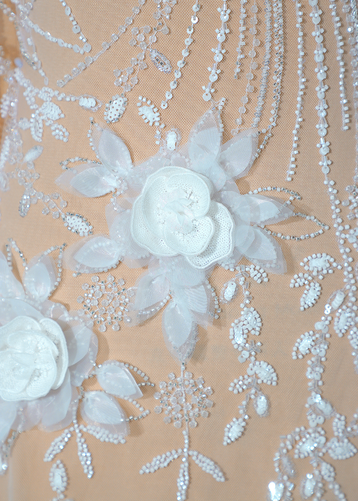 Yanzi 3D floral embroidered lace with beaded sequin  (YZ3DX009)