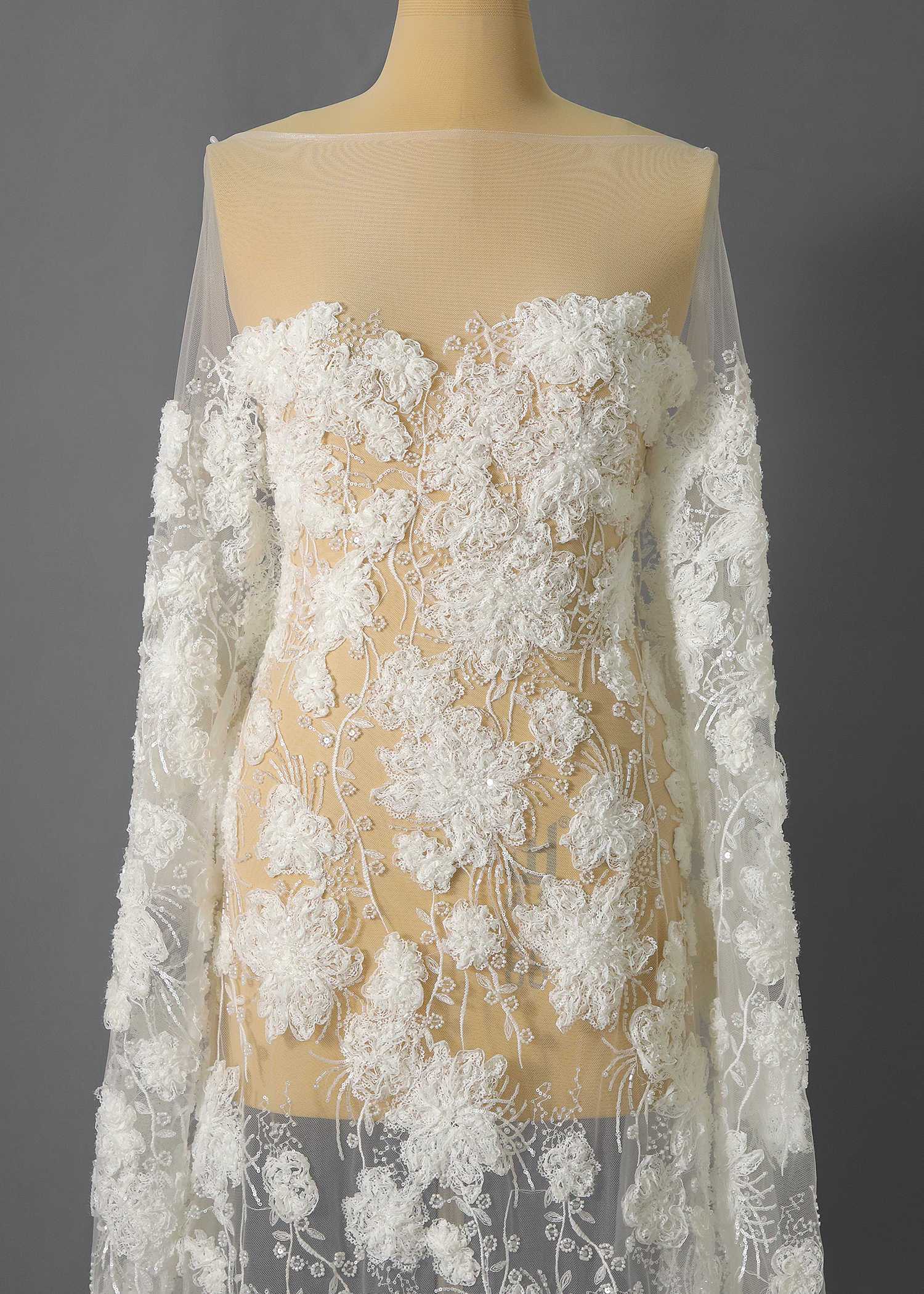 Yanzi Ribbon Embroidery luxury beads sequins Lace (YZP036)