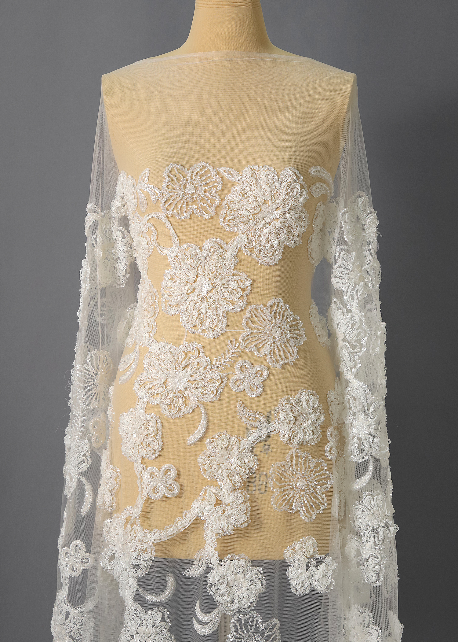 Yanzi Ribbon Embroidery luxury beads sequins Lace (YZP031)