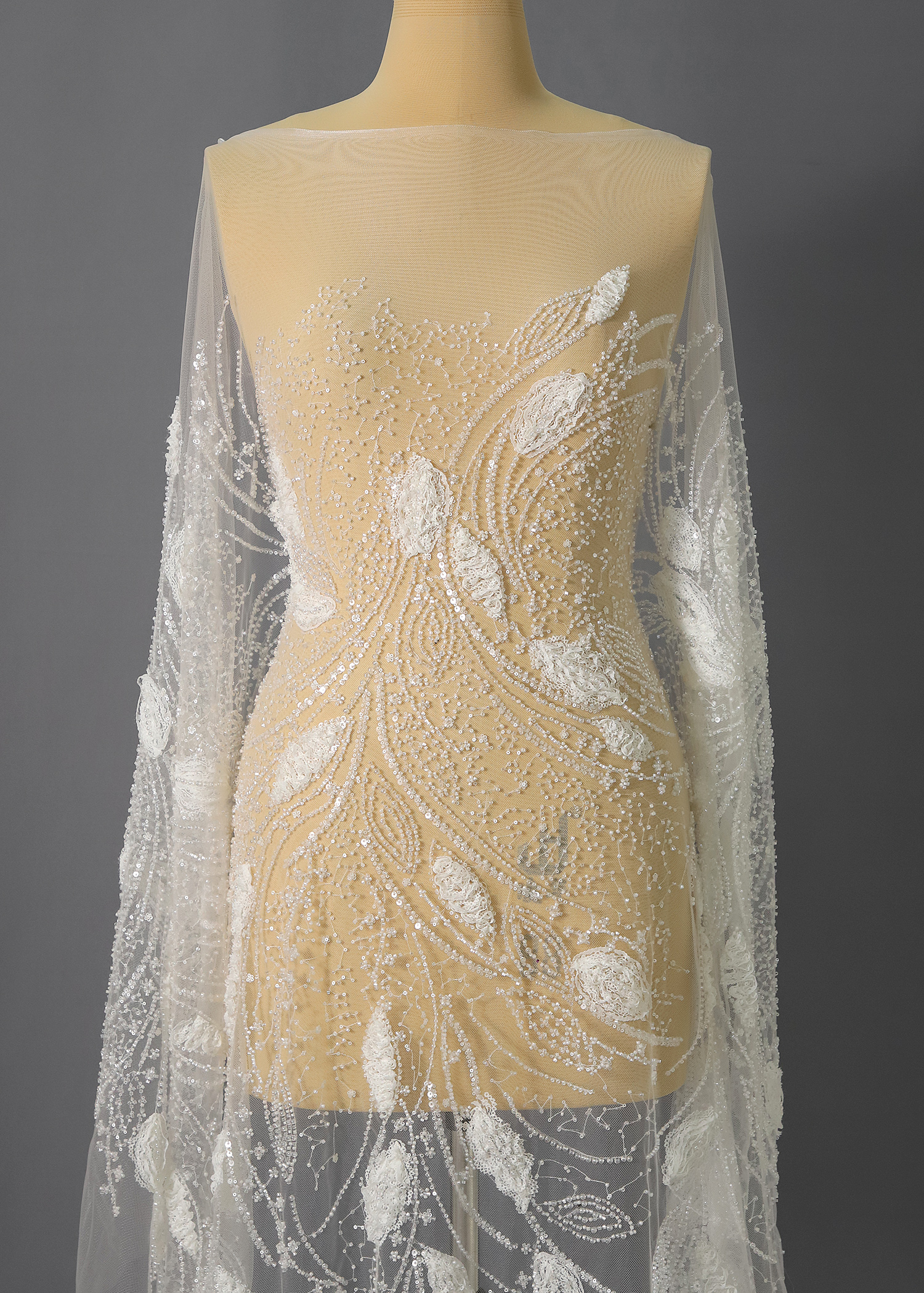 Yanzi Ribbon Embroidery luxury beads sequins Lace (YZP038)