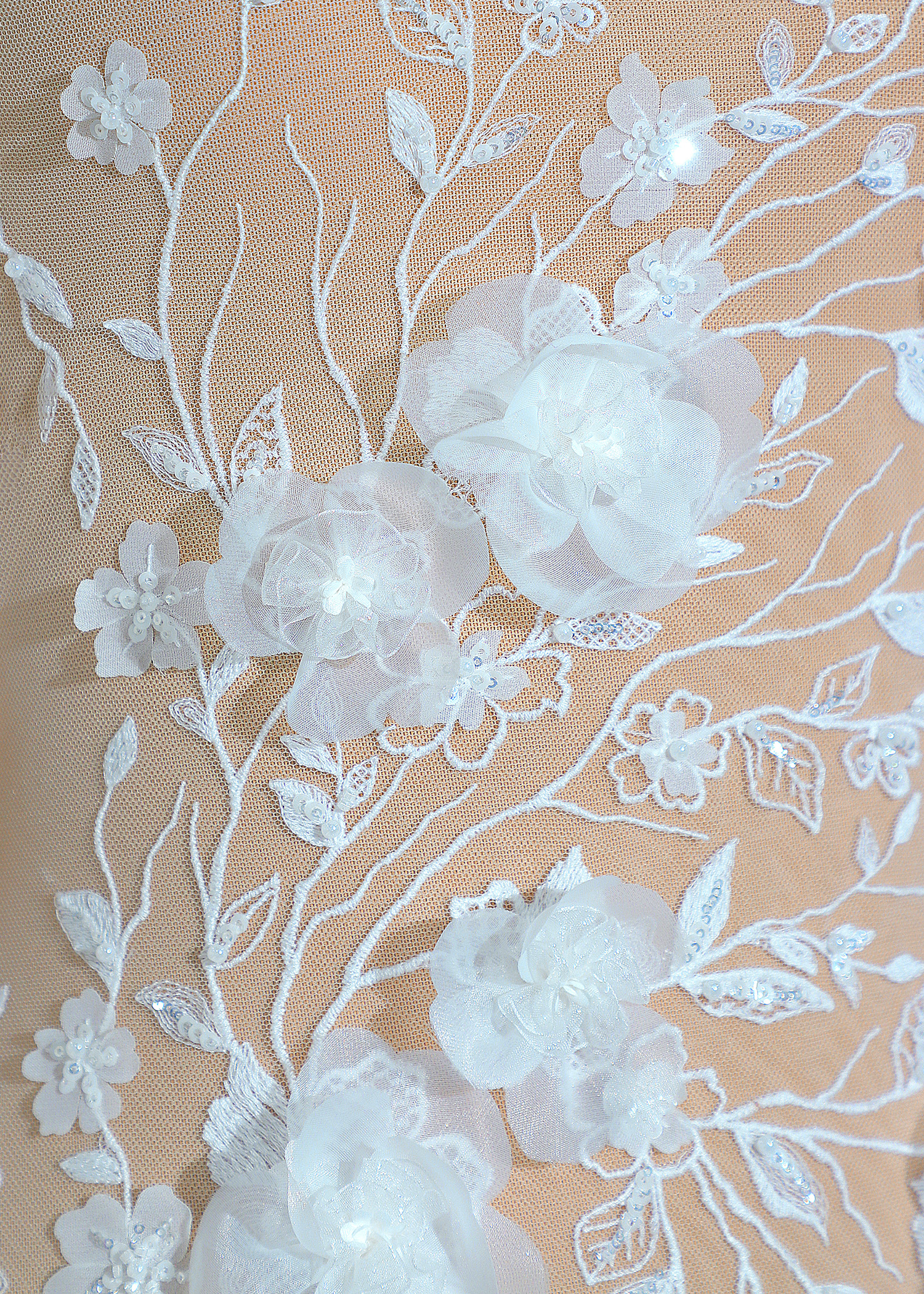 Yanzi 3D floral embroidered lace with beaded sequin  (YZ3DX001)