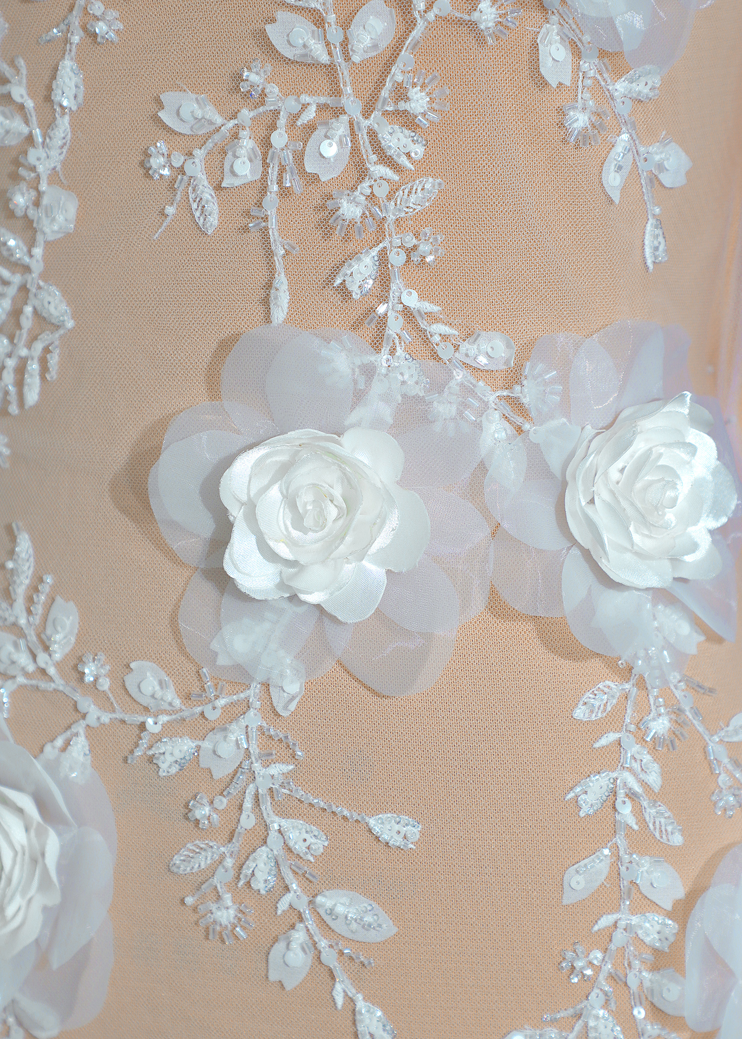 Yanzi 3D floral embroidered lace with beaded sequin  (YZ3DX011)