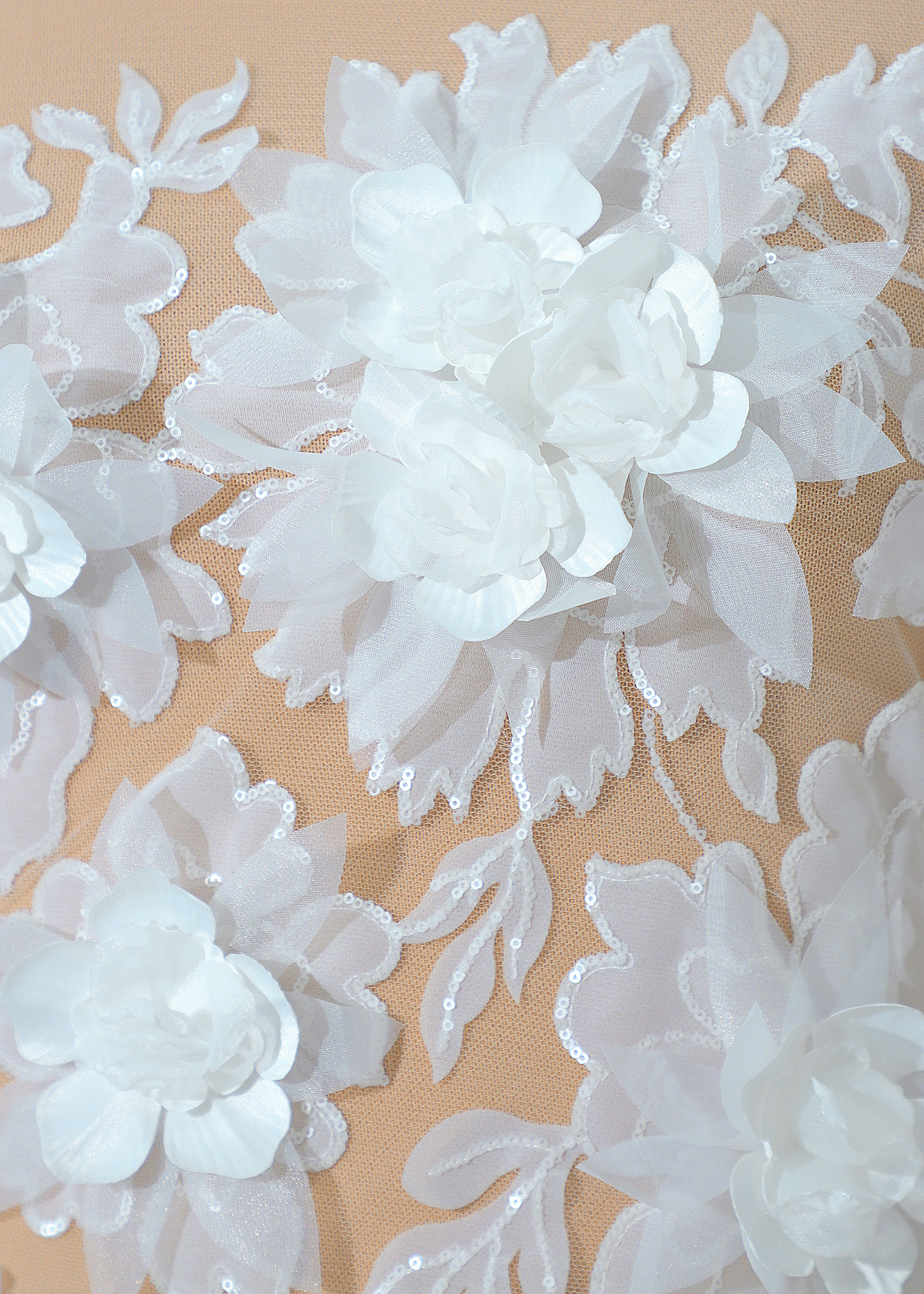 Yanzi 3D floral embroidered lace with beaded sequin  (YZ3DX015)